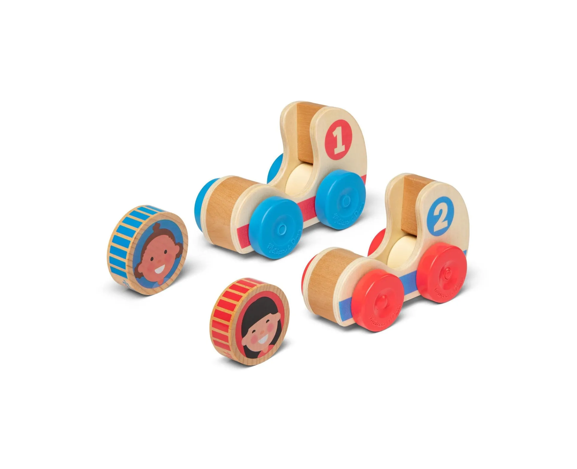 Melissa & Doug Go Tots Wooden Race Cars - Interactive Toddler Playset