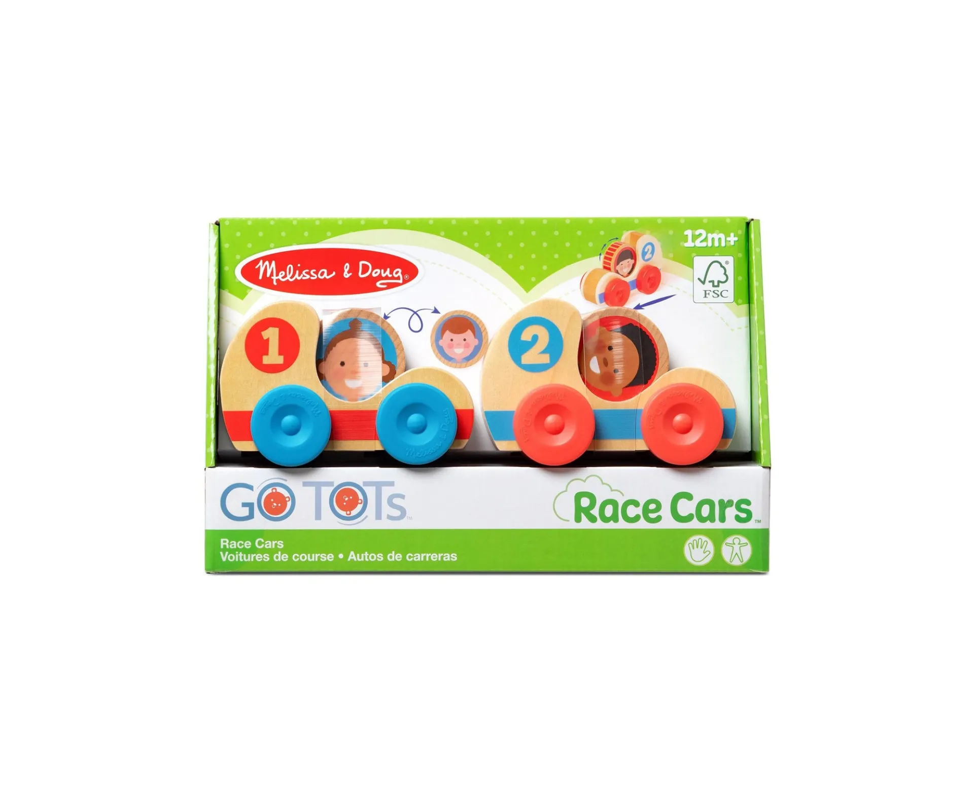 Melissa & Doug Go Tots Wooden Race Cars - Interactive Toddler Playset