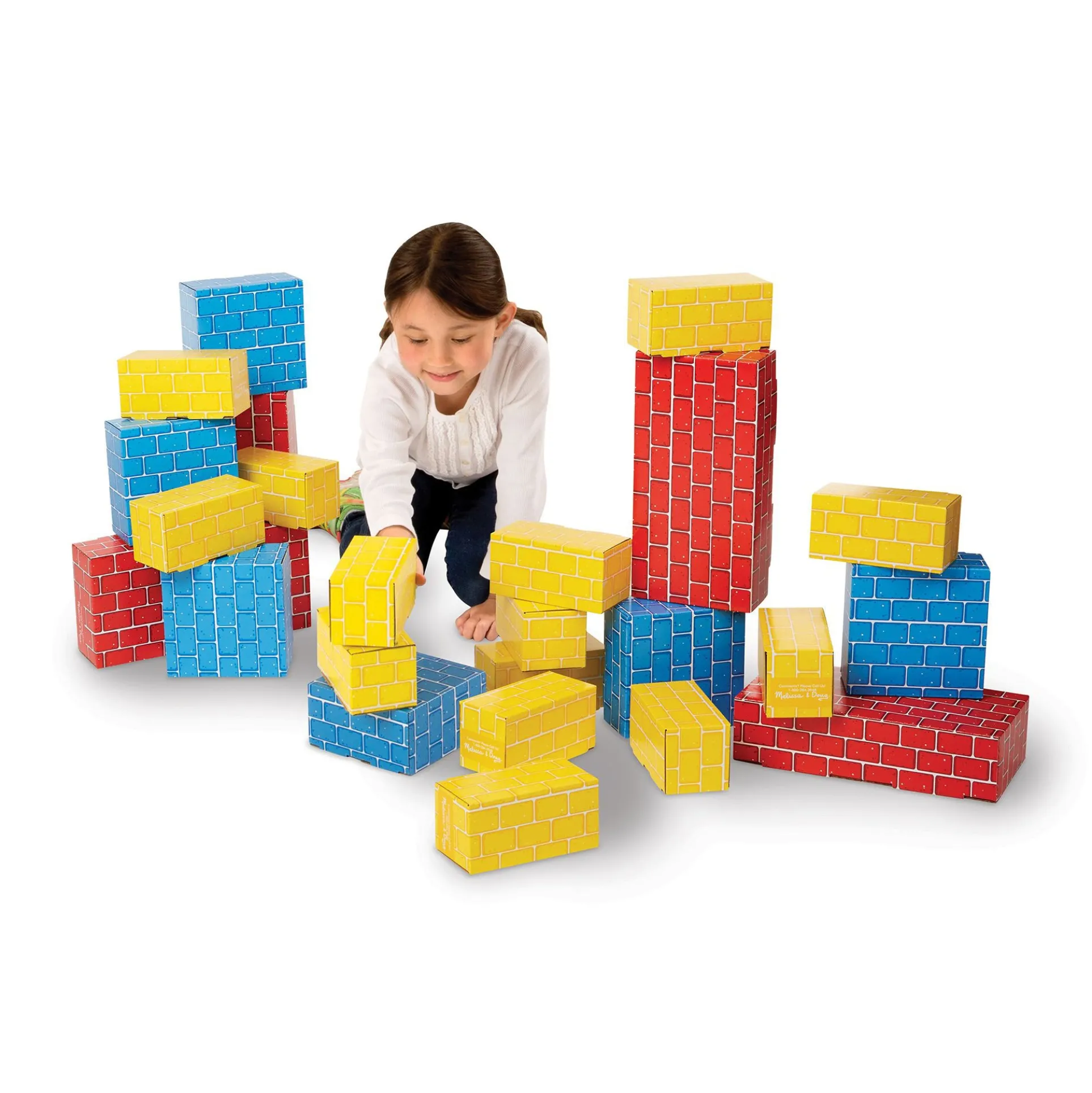 Melissa & Doug Jumbo Cardboard Building Blocks, 24-Piece Colorful Set