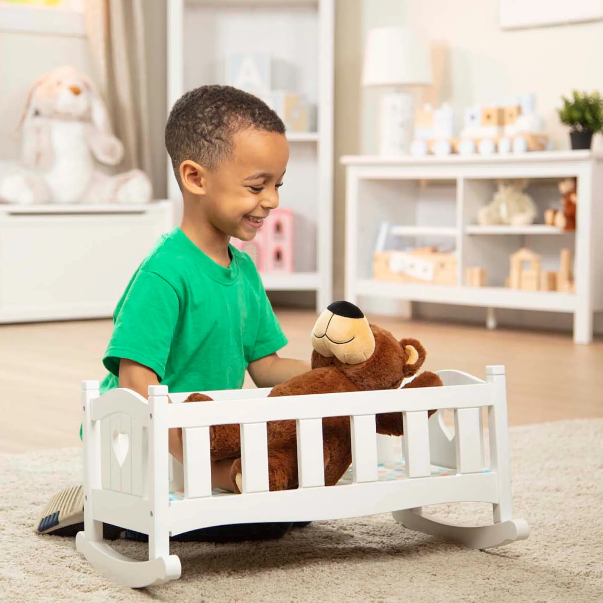 Melissa & Doug Mine to Love Wooden Doll Rocking Cradle