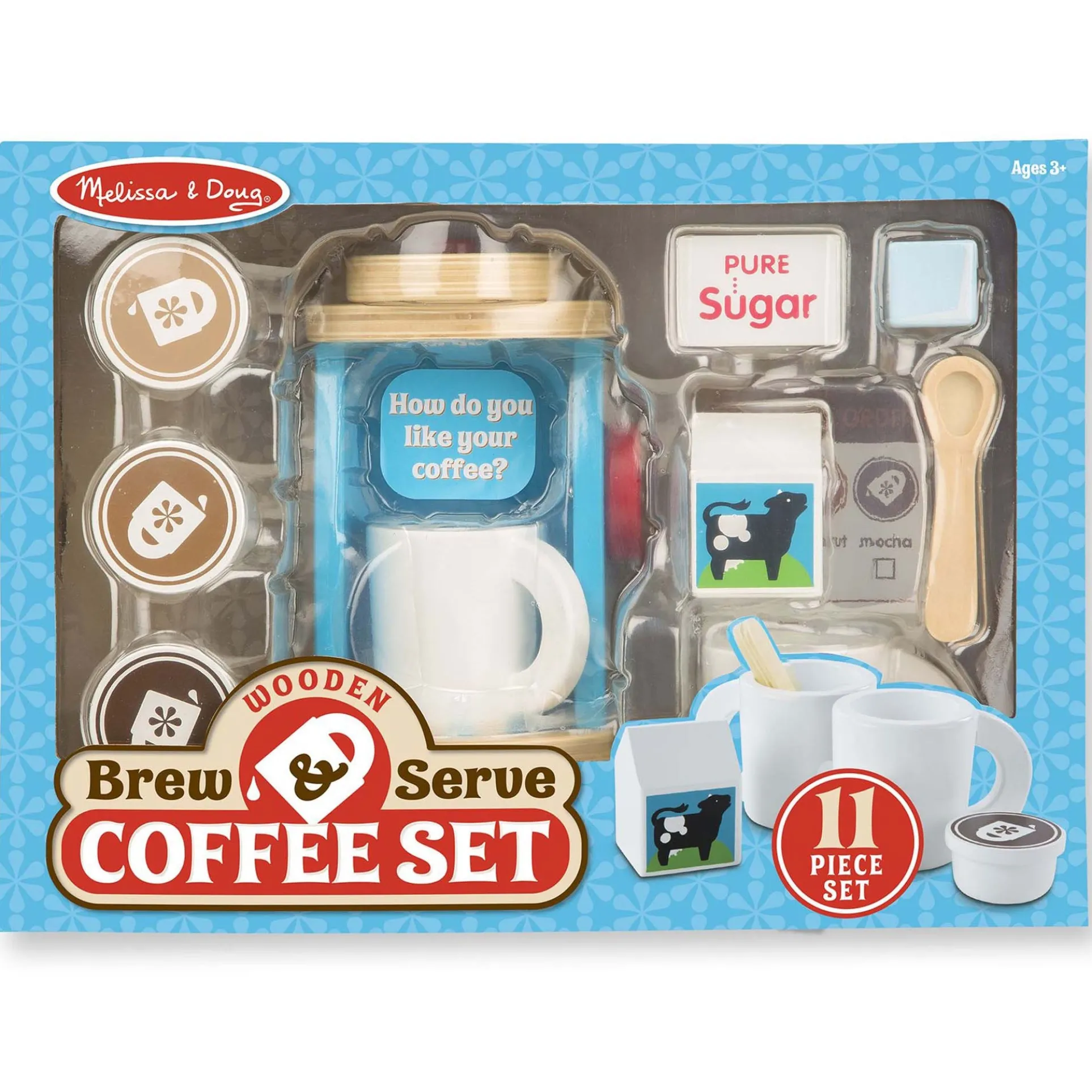 Melissa & Doug 8-Piece Wooden Brew & Serve Coffee Set