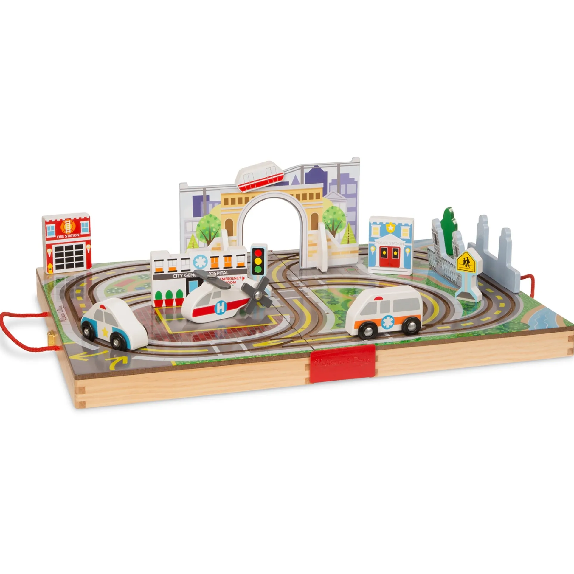 Melissa & Doug Take Along Town Play Set with Wooden Storage Case