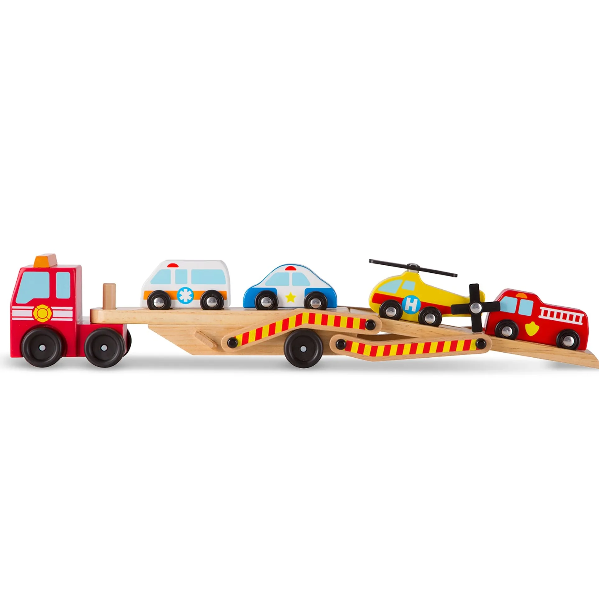 Melissa & Doug Wooden Emergency Vehicle Carrier Set