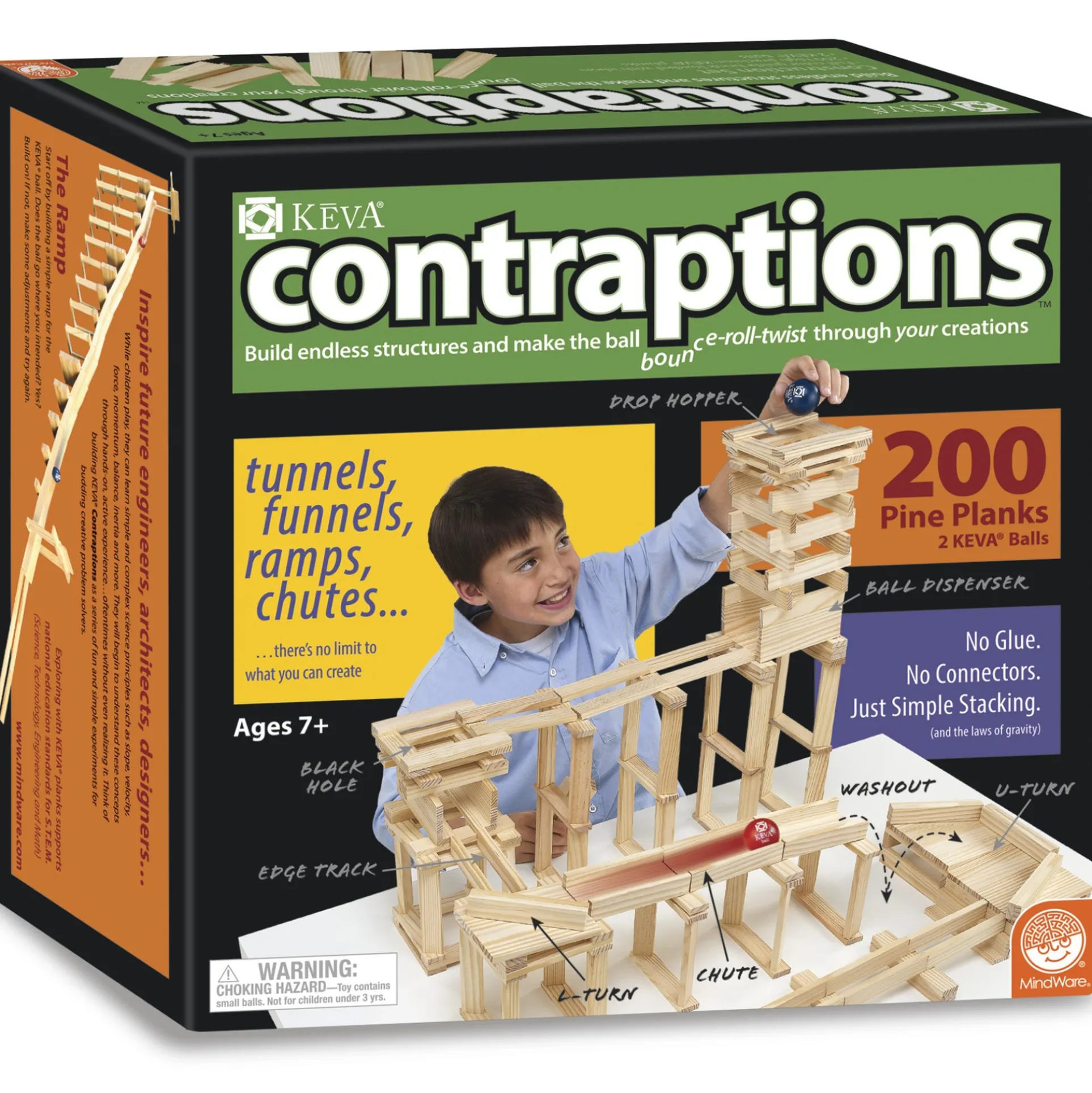 MindWare KEVA Contraptions 200-Piece Plank Set - STEM Building Toy