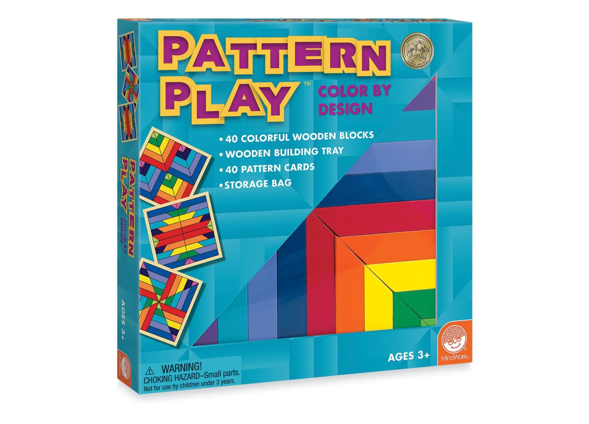 MindWare Pattern Play Colorful Wooden Blocks and Tray Set