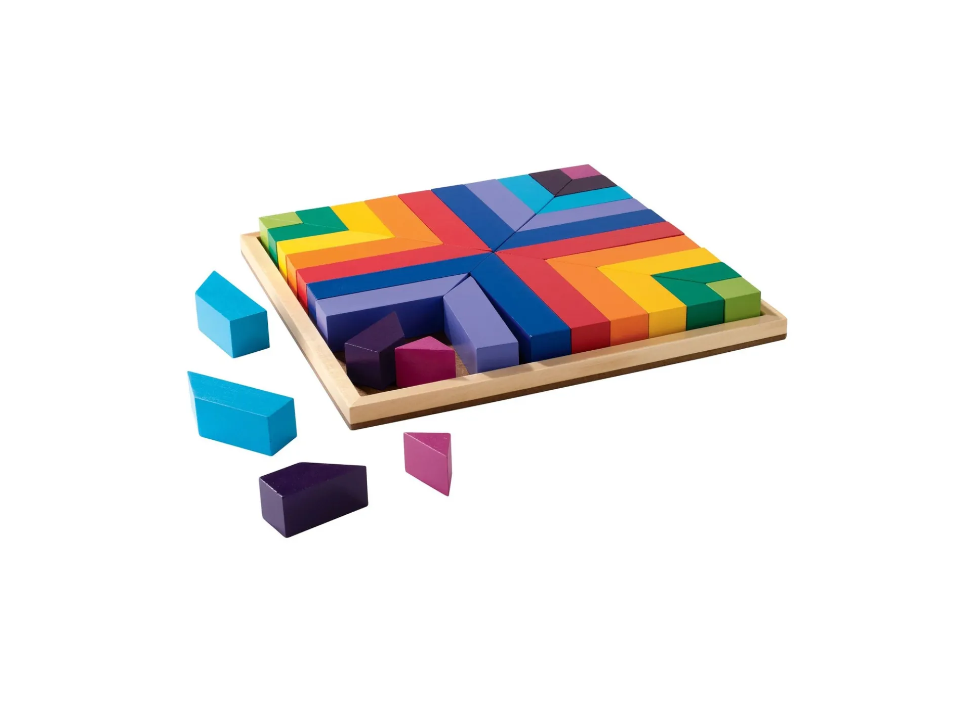 MindWare Pattern Play Colorful Wooden Blocks and Tray Set