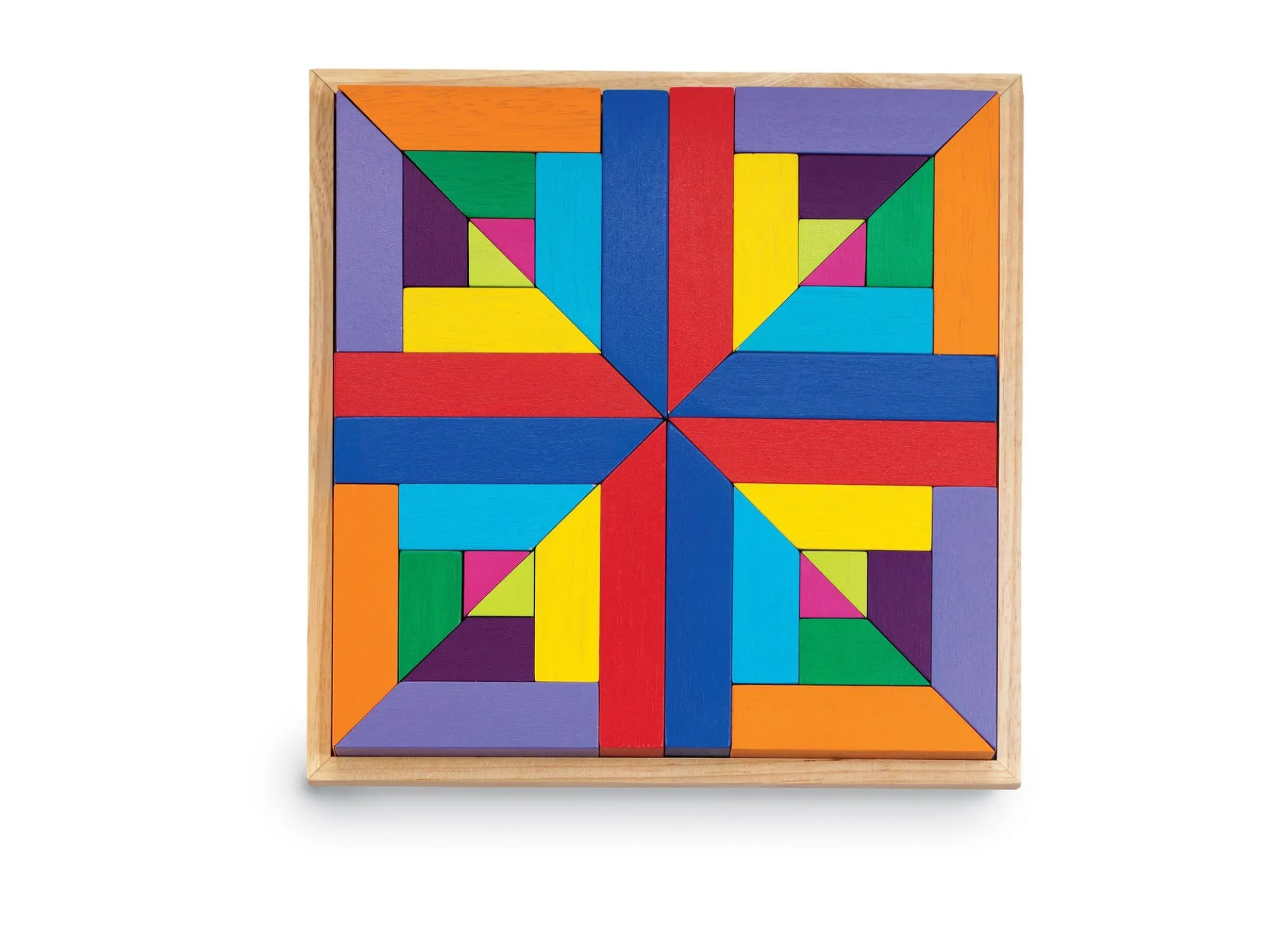MindWare Pattern Play Colorful Wooden Blocks and Tray Set