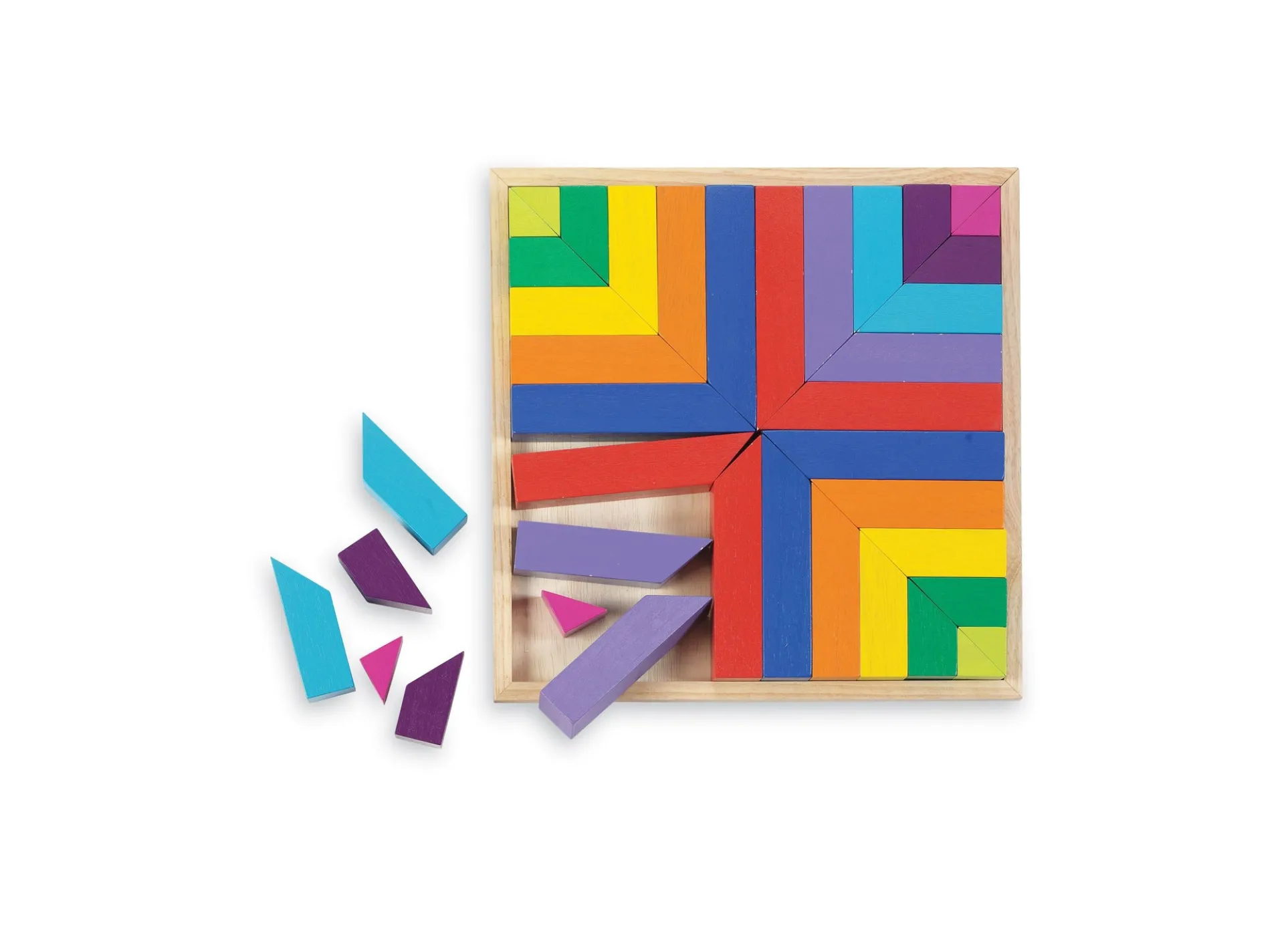 MindWare Pattern Play Colorful Wooden Blocks and Tray Set