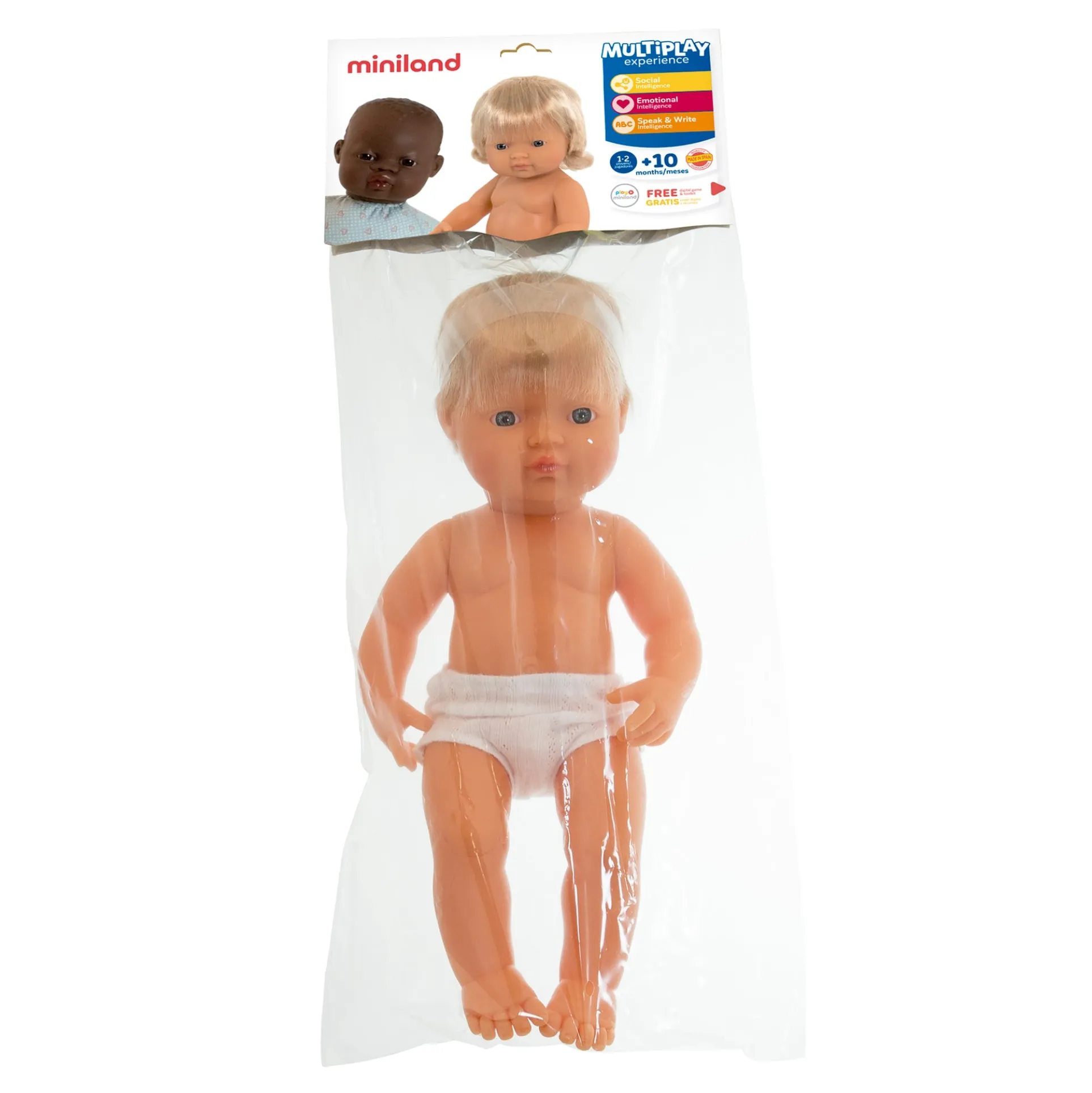 Miniland 15'' Blonde Hair Baby Doll with Hearing Aid - Vanilla Scented