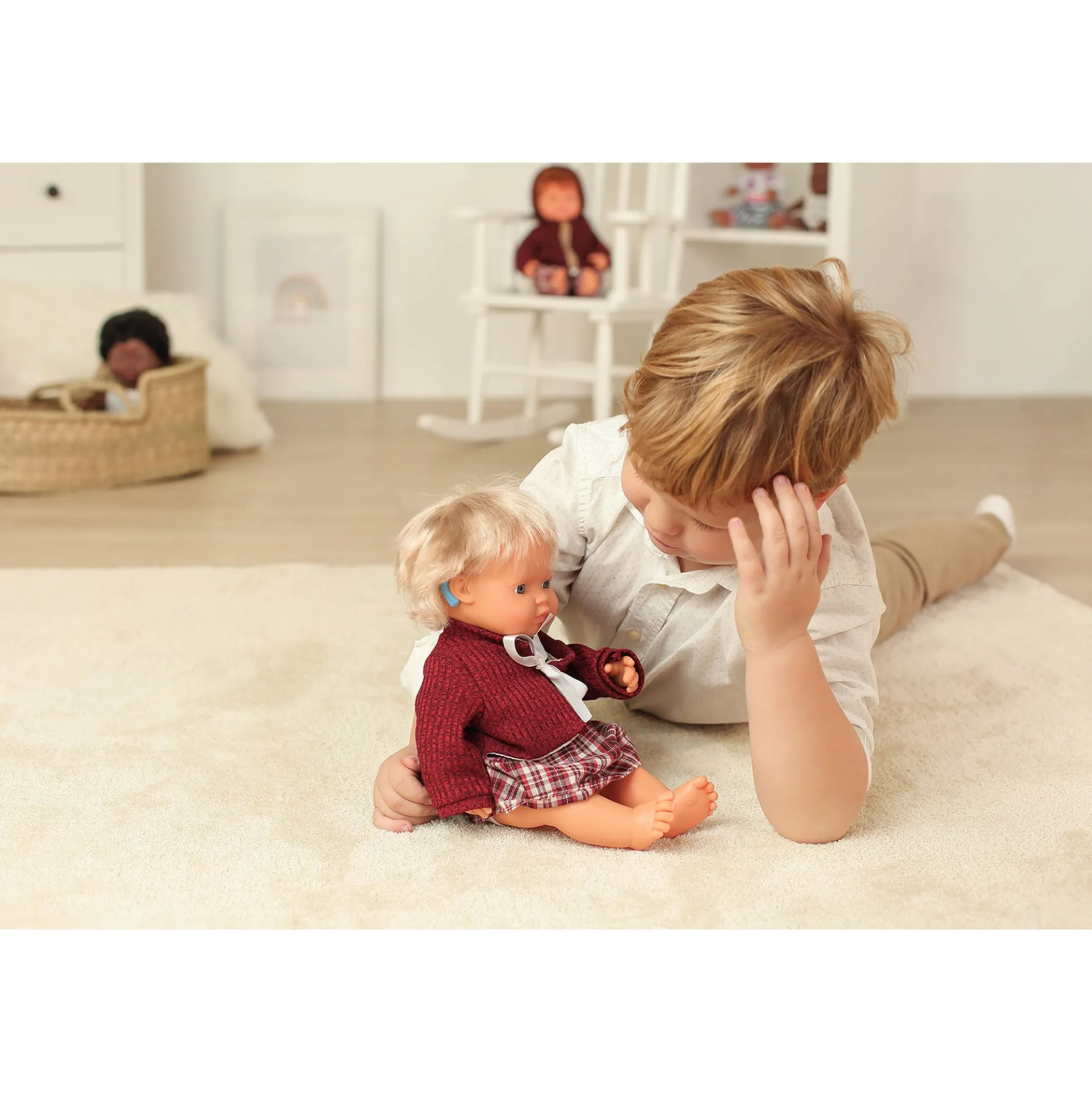 Miniland 15'' Blonde Hair Baby Doll with Hearing Aid - Vanilla Scented