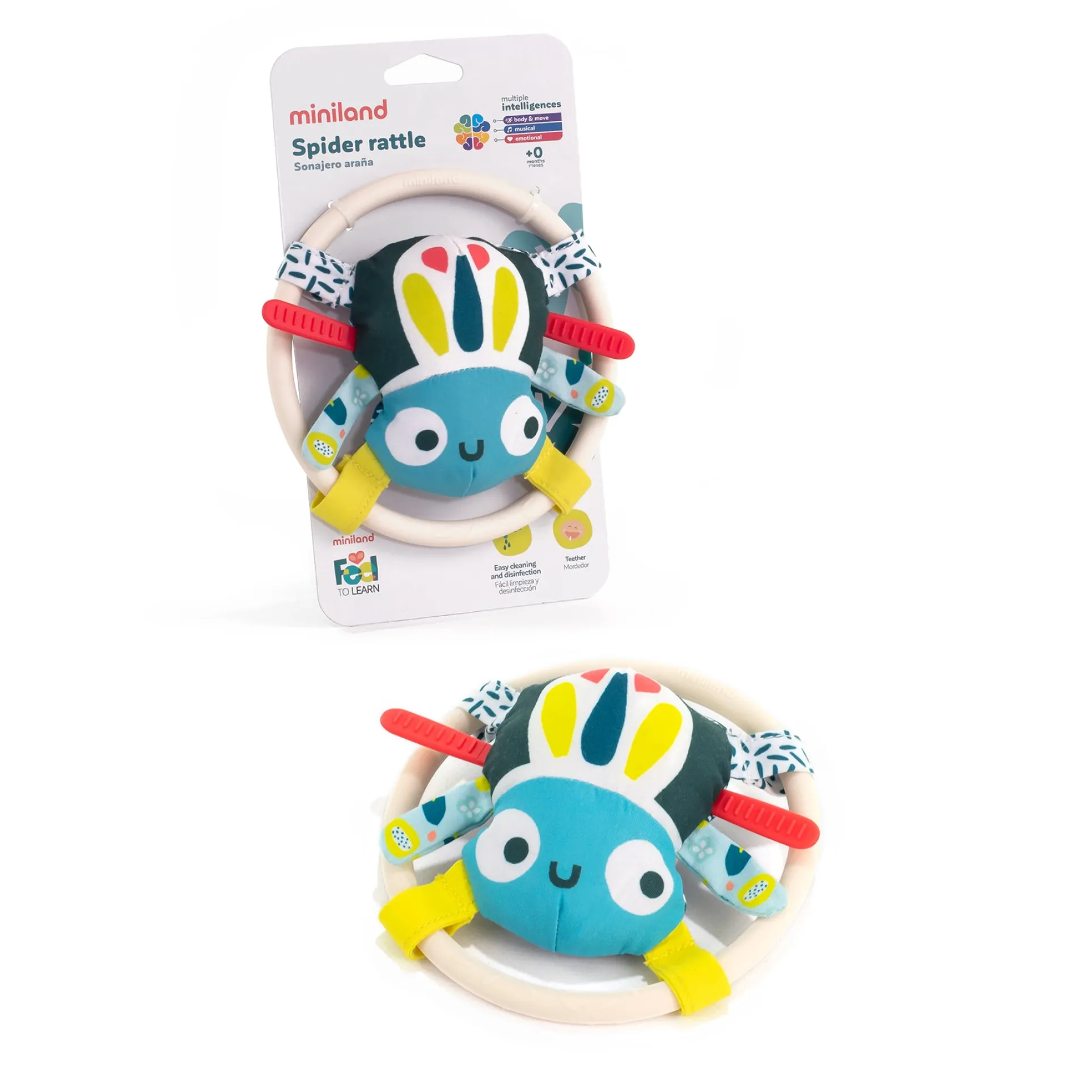 Miniland Feel to Learn: Spider Rattle – Sensory Teether Toy