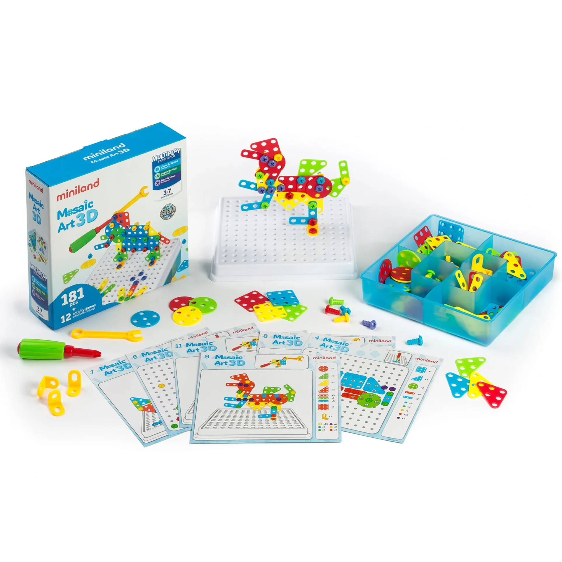 Miniland Mosaic Art Set - Creative Building for Kids - 180 Pieces