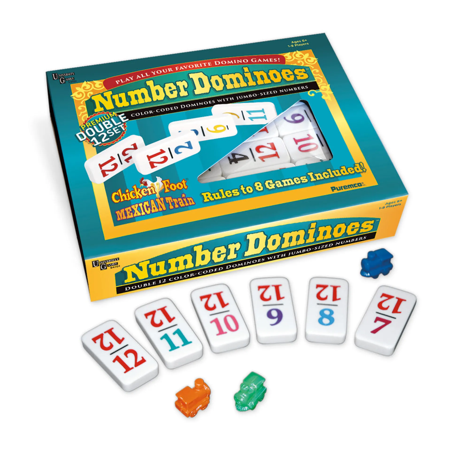 Number Dominoes Premium Double 12 Set with Color-Coded Tiles