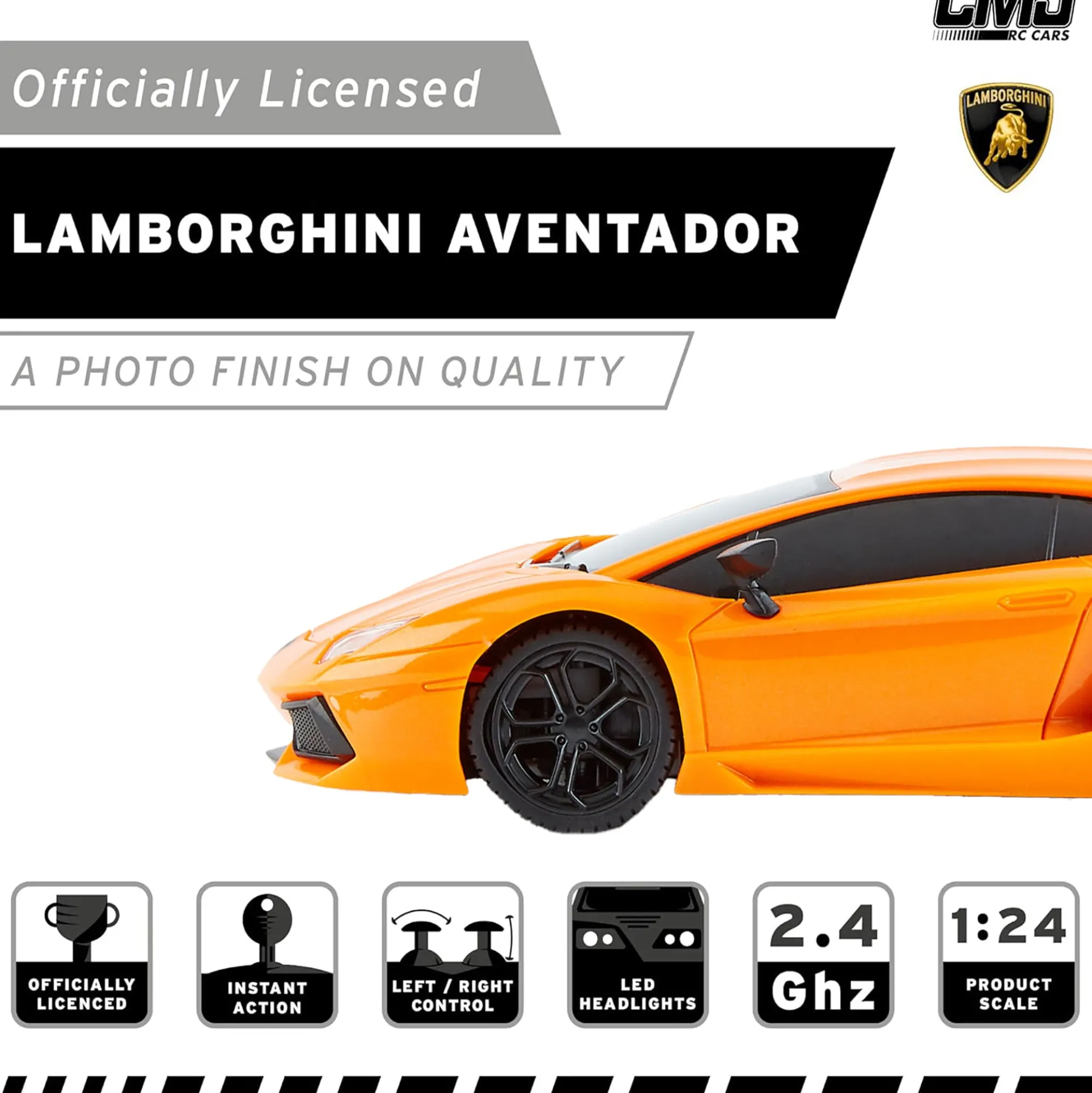 CMJ RC Lamborghini LP700-4 - Orange - 1:24 Scale - 2.4GHz Remote Control Car with LED Headlights