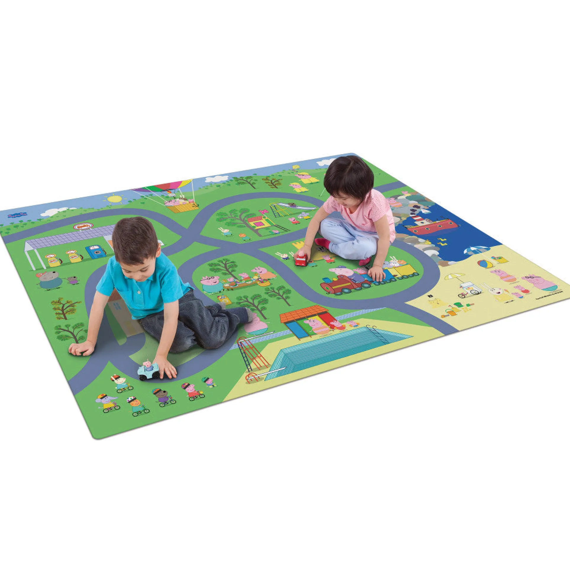 Imaginmat Peppa Pig Jumbo Floor Playmat with Toy Cars, 47 x 61 Inch