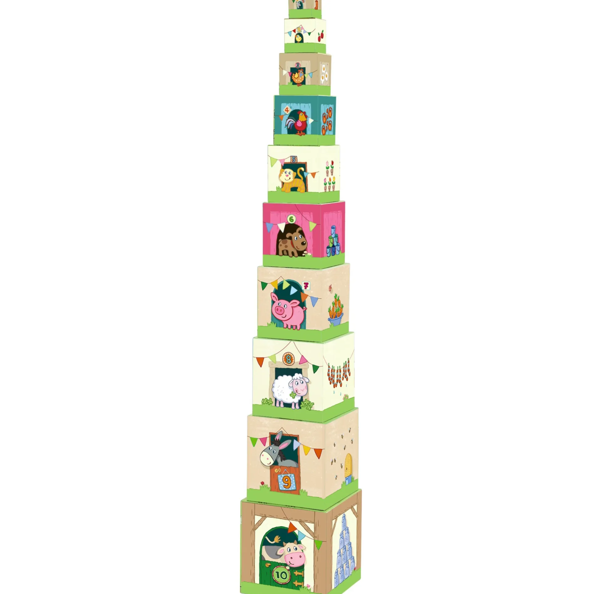 On the Farm Cardboard Stacking & Nesting Cubes - Educational Toy for Toddlers