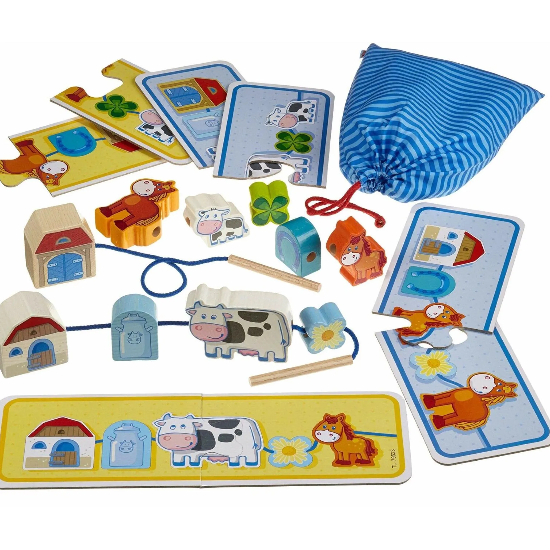 On the Farm Threading Game - Educational Wooden Toy for Toddlers