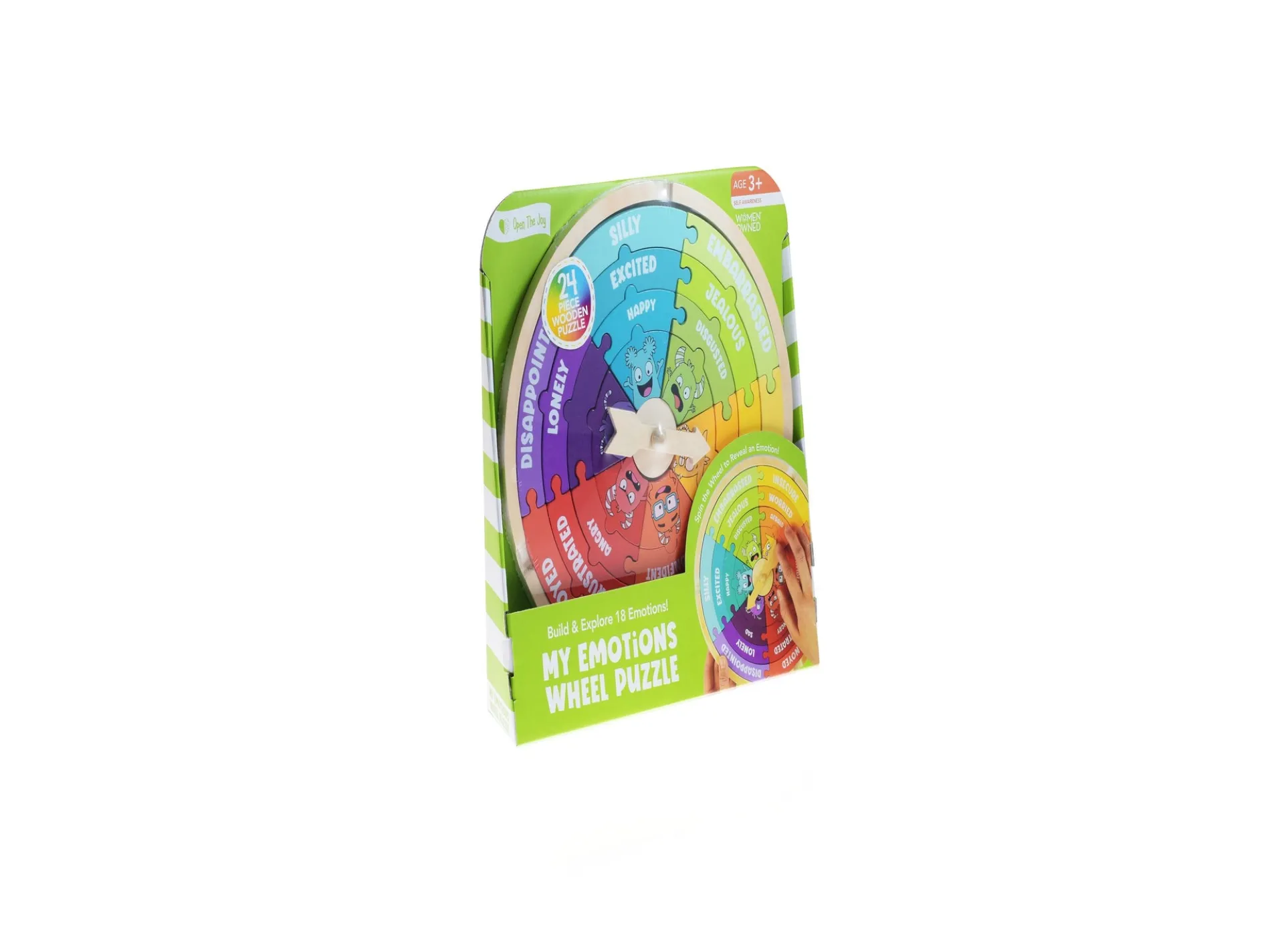 Open The Joy 3-in-1 My Emotions Wheel Wooden Puzzle - 24 pc