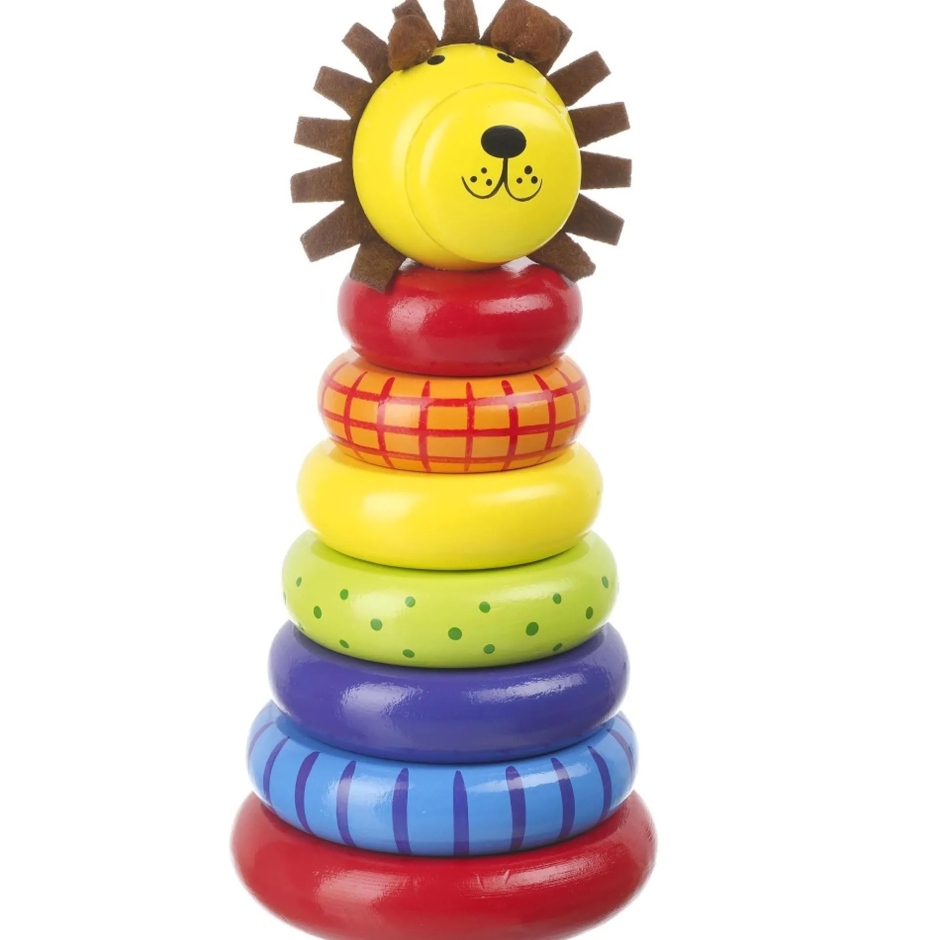 Orange Tree Toys Lion Stacking Ring - Colorful Wooden Puzzle for Toddlers