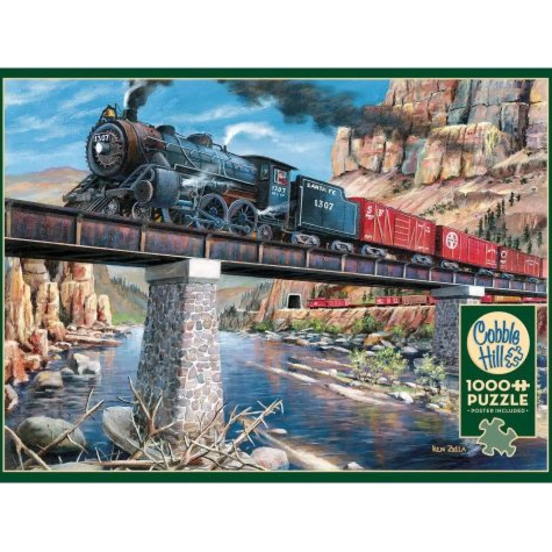 Outset Media Stone Steel and Steam 1000-Piece Puzzle - Vintage Locomotive Theme