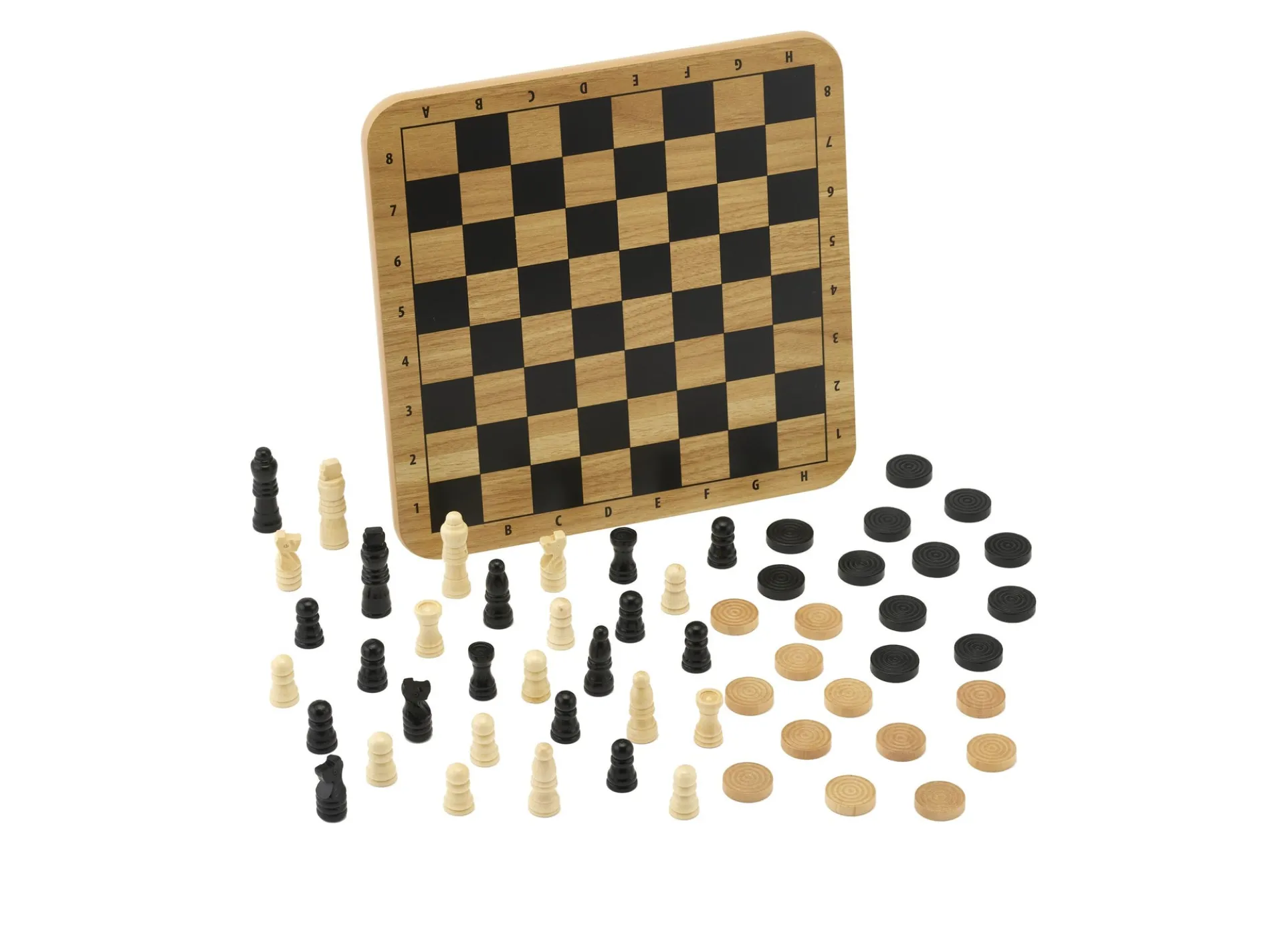 Pavilion 2-in-1 Wooden Chess & Checkers Board Game Set