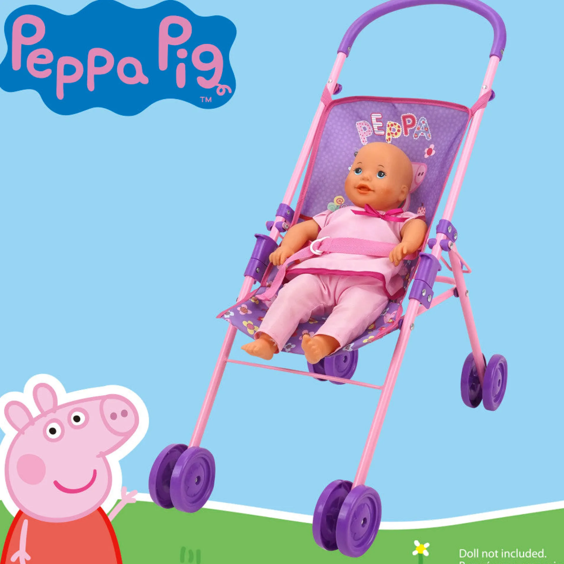 Peppa Pig Stroll N' Feed Playset - Floral Pink & Purple