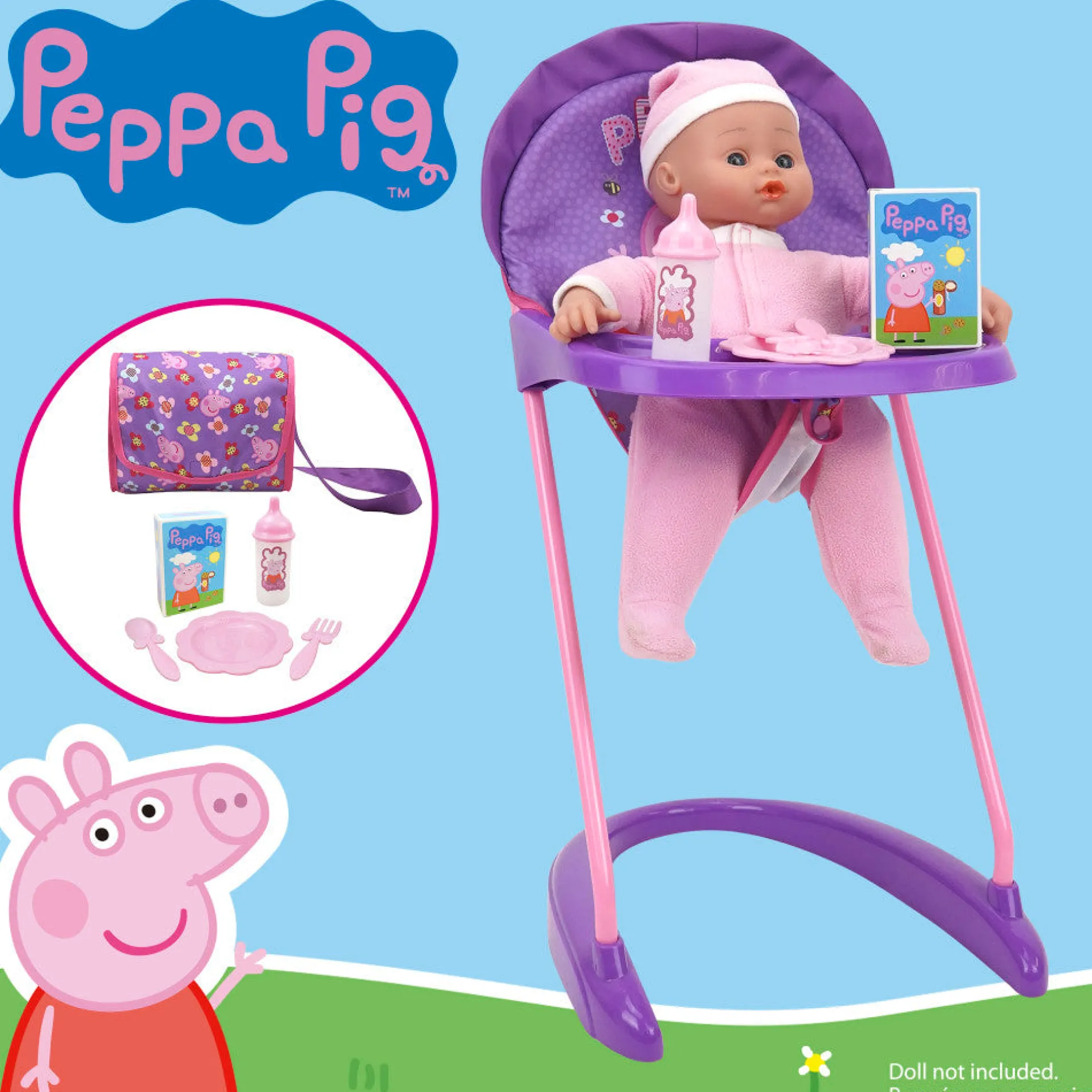 Peppa Pig Stroll N' Feed Playset - Floral Pink & Purple