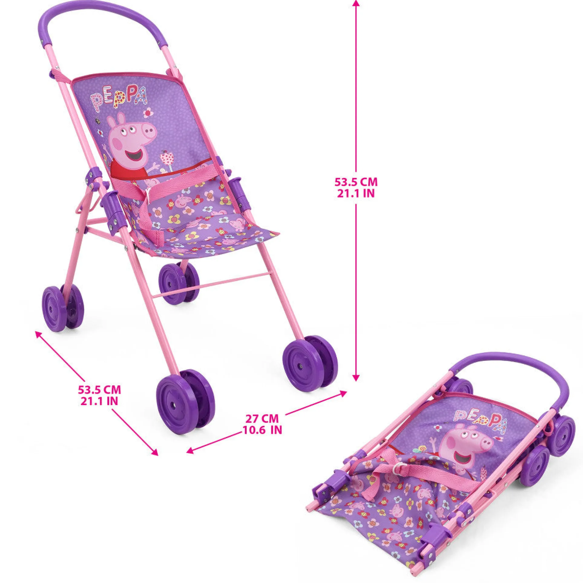 Peppa Pig Stroll N' Feed Playset - Floral Pink & Purple