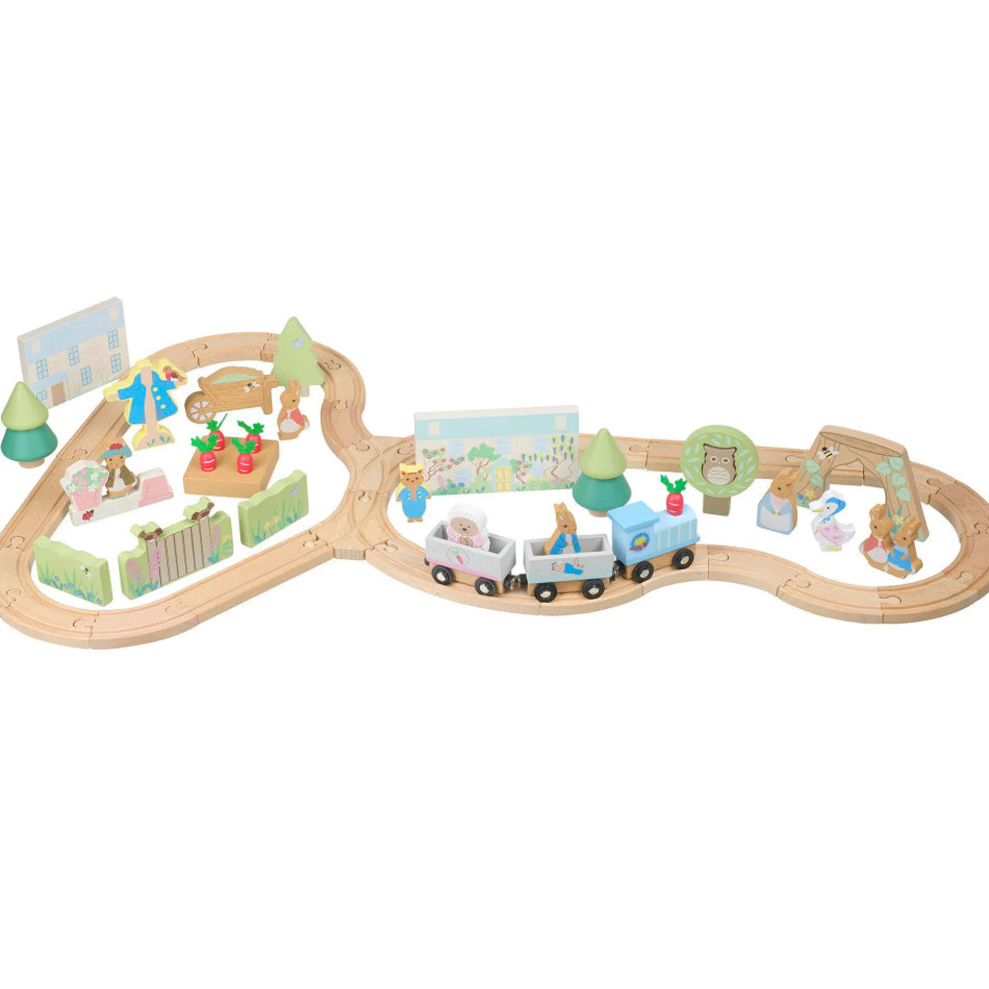 Peter Rabbit Radish Express Train Set - Wooden Track Playset for Ages 3+