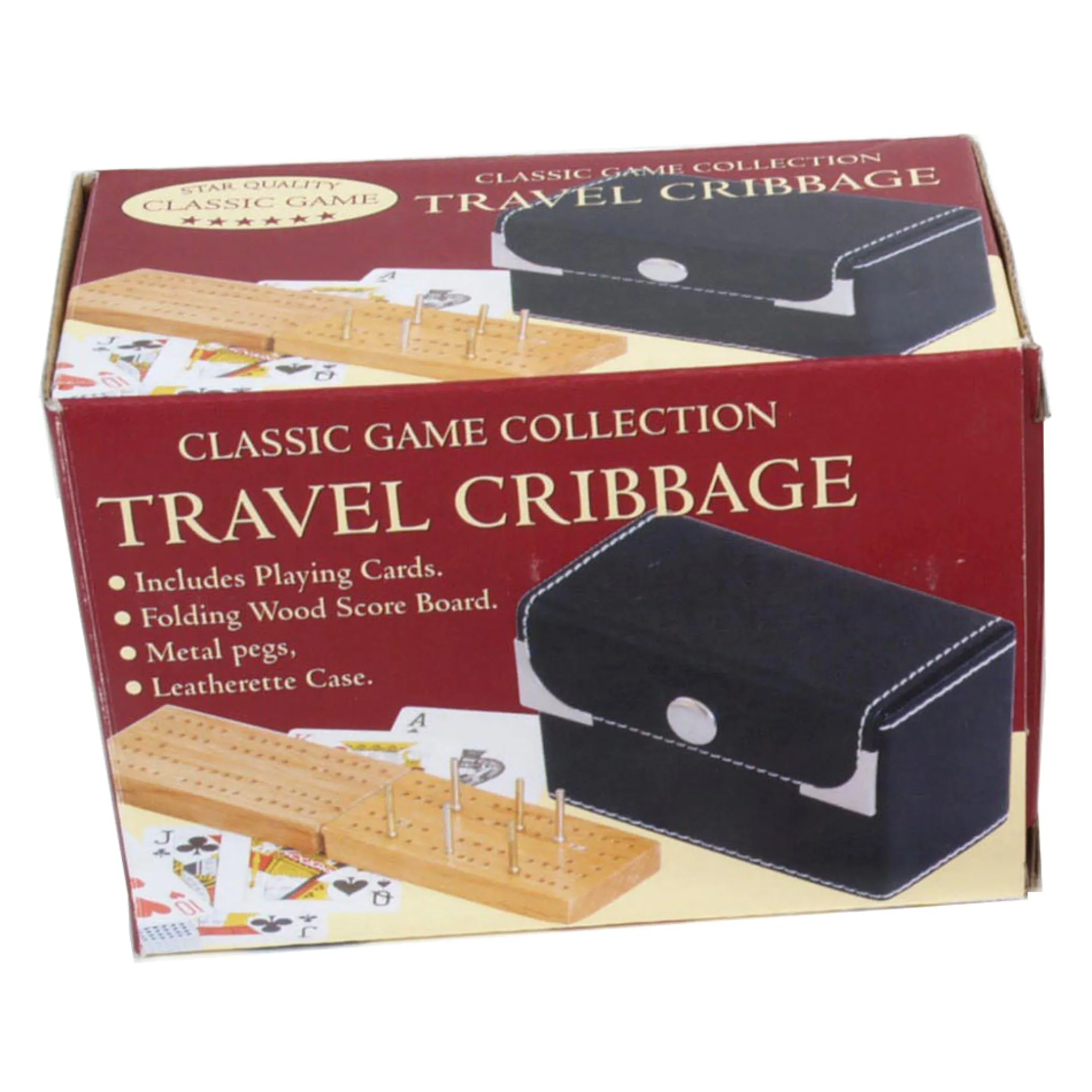 Portable Leatherette Cribbage Board Game Set with Cards