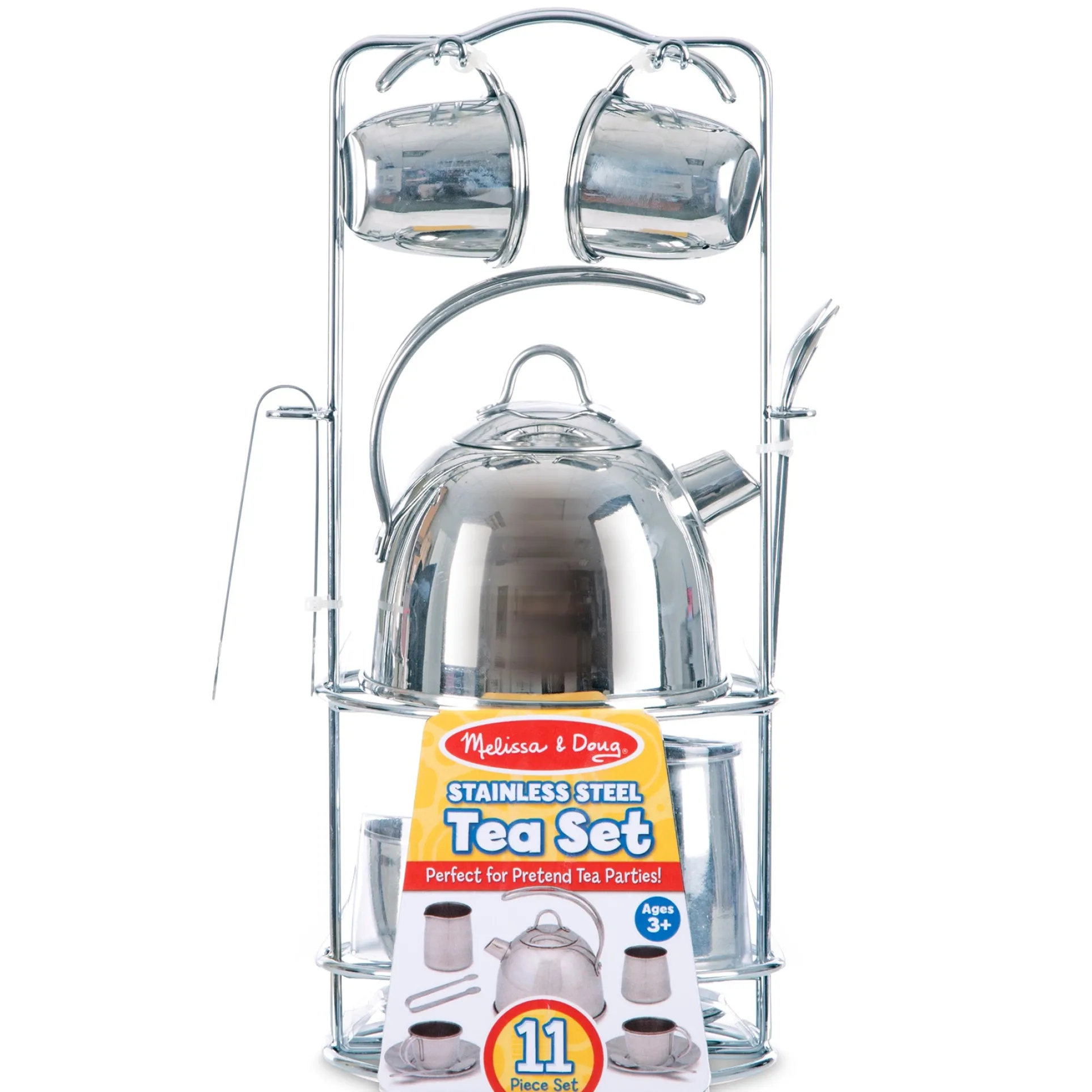 Melissa & Doug 11-Piece Stainless Steel Tea Set - Playtime Elegance