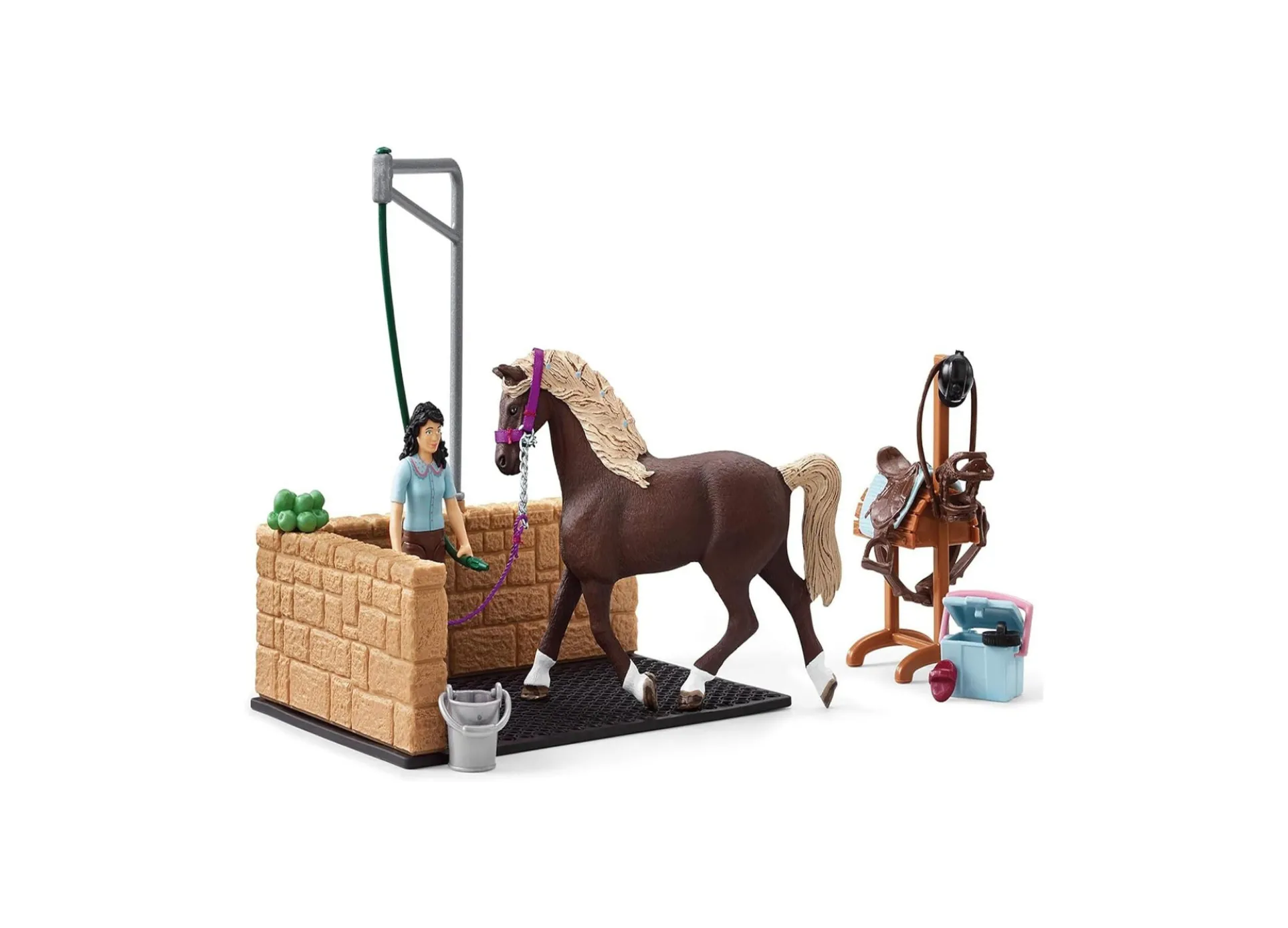 Schleich Horse Club Emily & Luna Horse Washing Station Playset, 19 Pieces