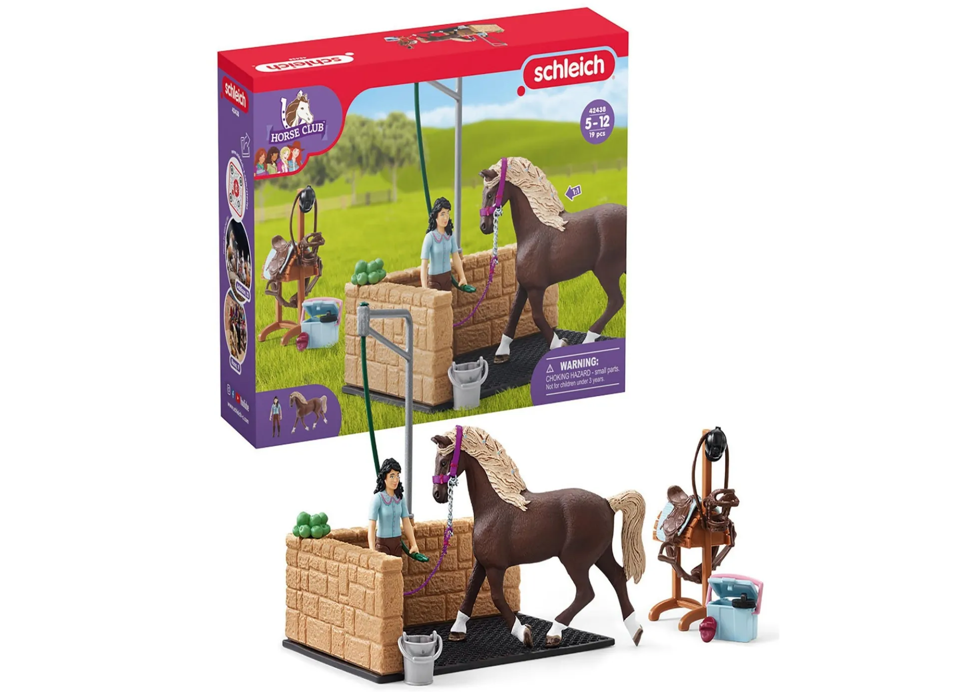 Schleich Horse Club Emily & Luna Horse Washing Station Playset, 19 Pieces