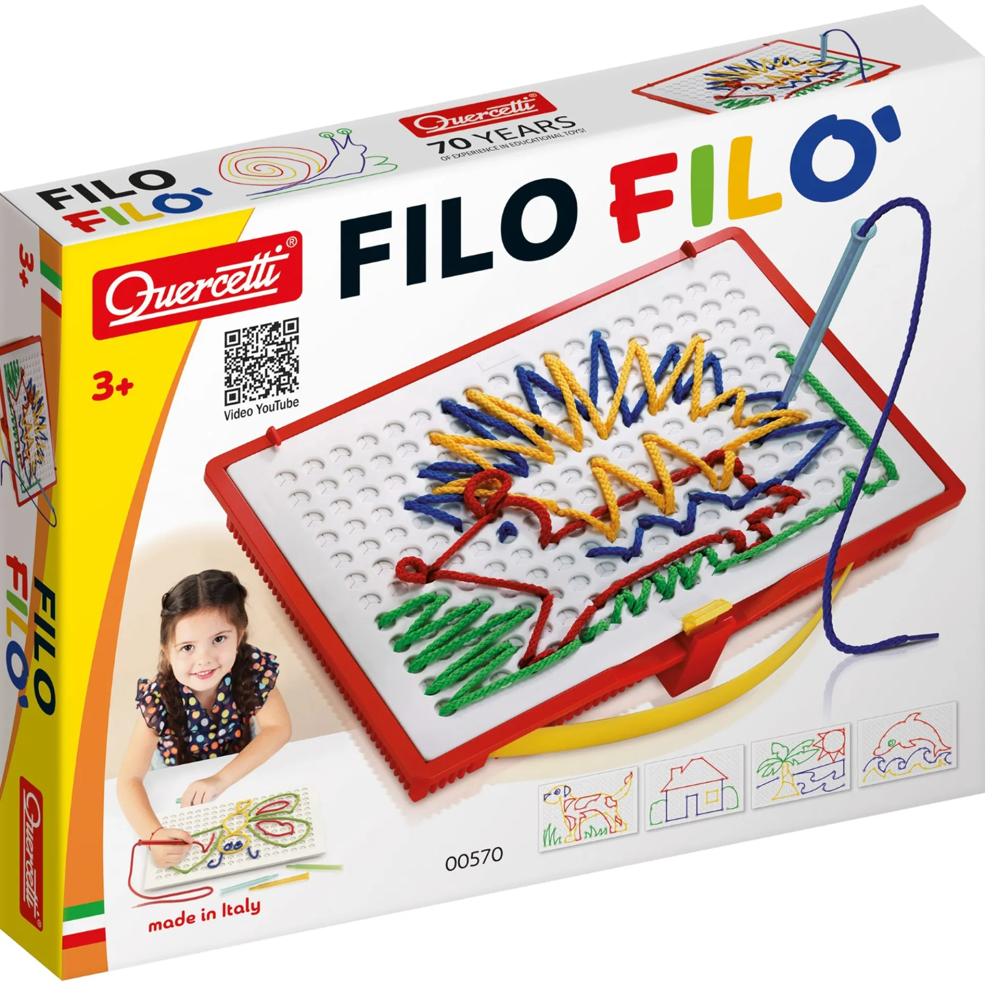 Quercetti Filo Filo Creative Lacing String Art Toy - 18 Templates