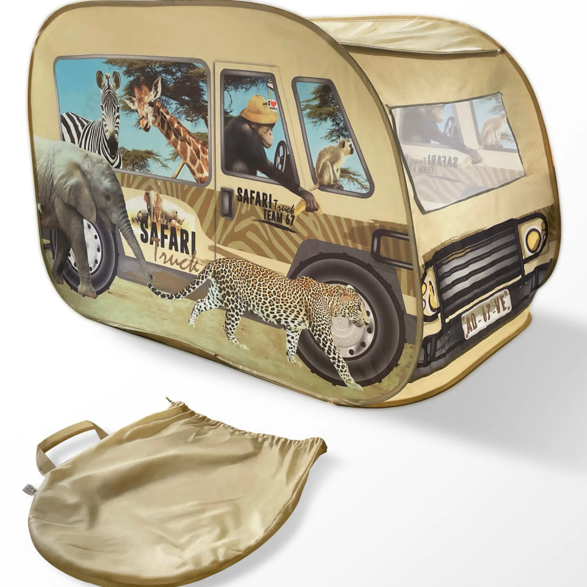 Pop It Up Safari Truck Tent - Wildlife Themed Playhouse