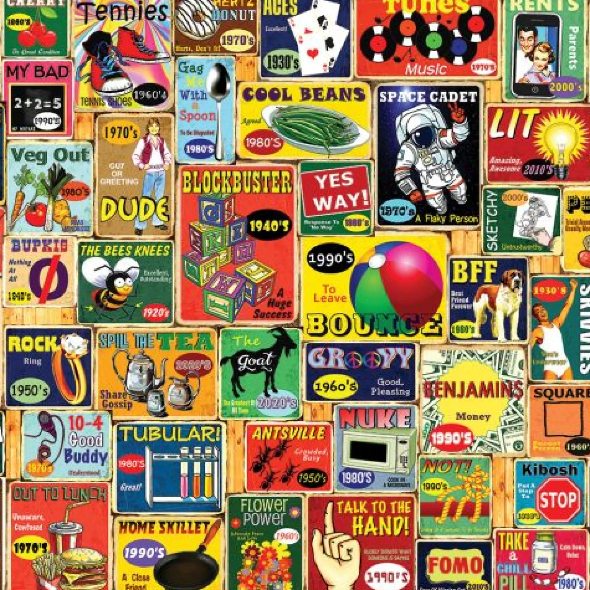 Retro Slang Collage Jigsaw Puzzle by Steve Cameron - 1000 pc