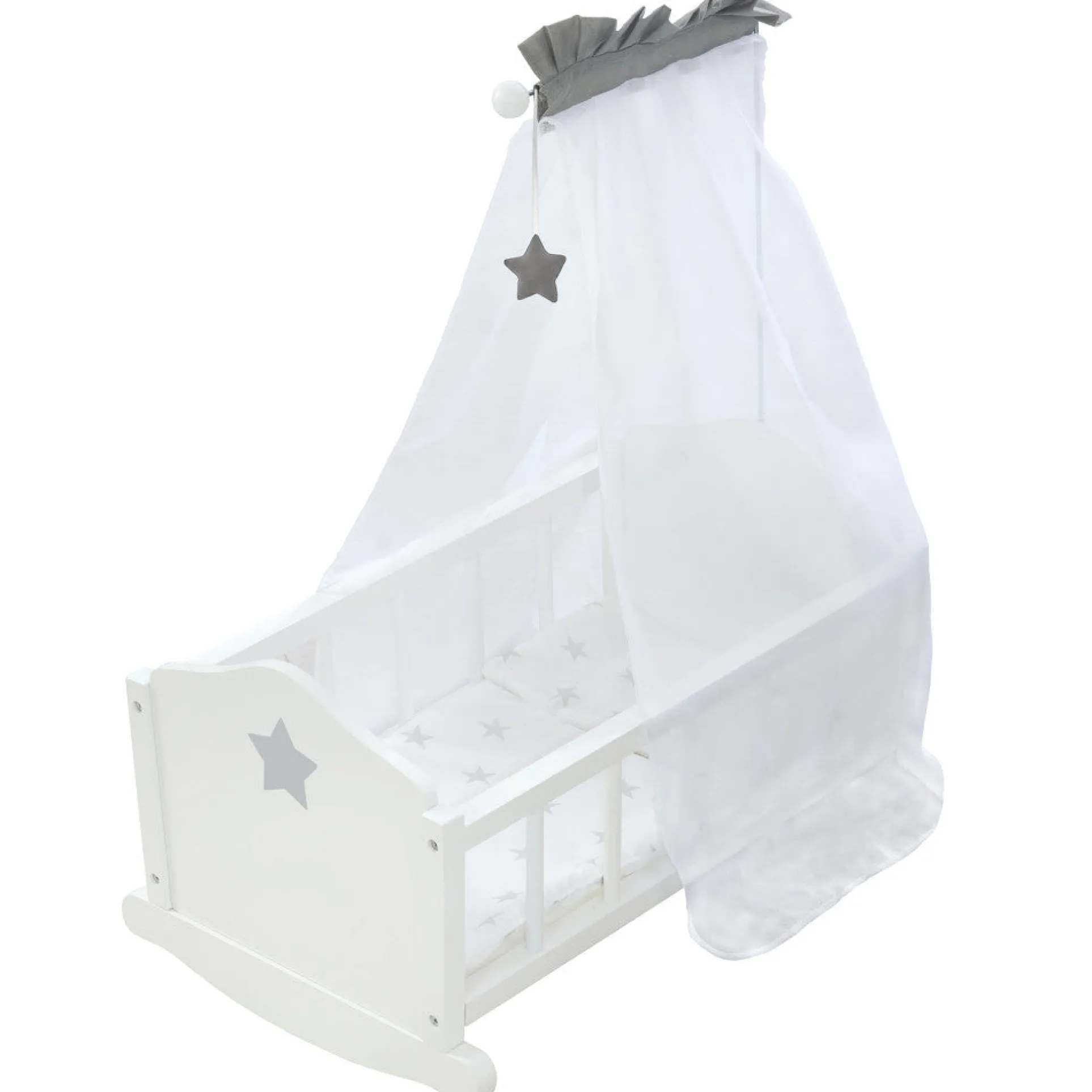 Roba Stella Star Doll Cradle Playset - Gray & White