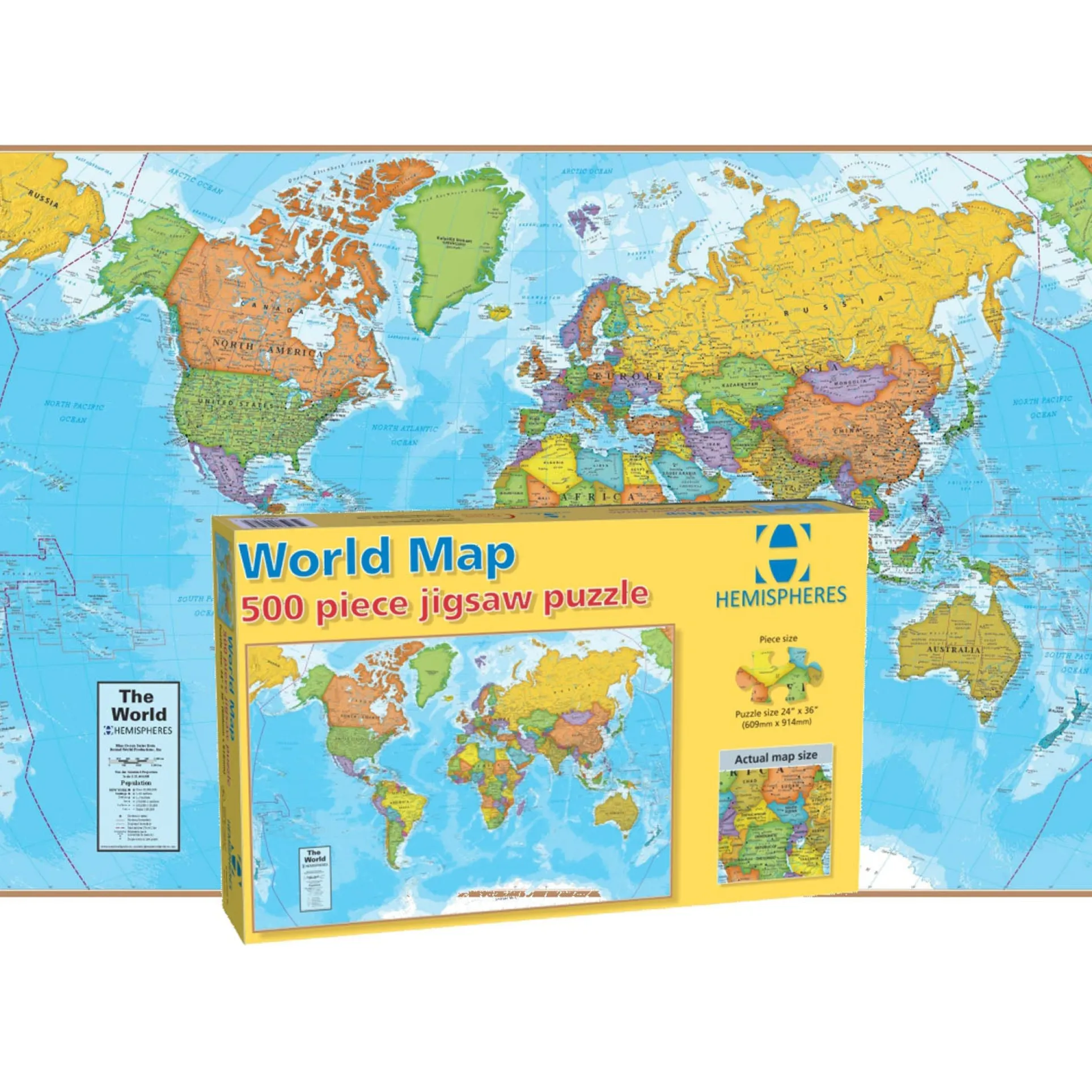 Round World Products Colorful World Map Jigsaw Puzzle - 500 pc