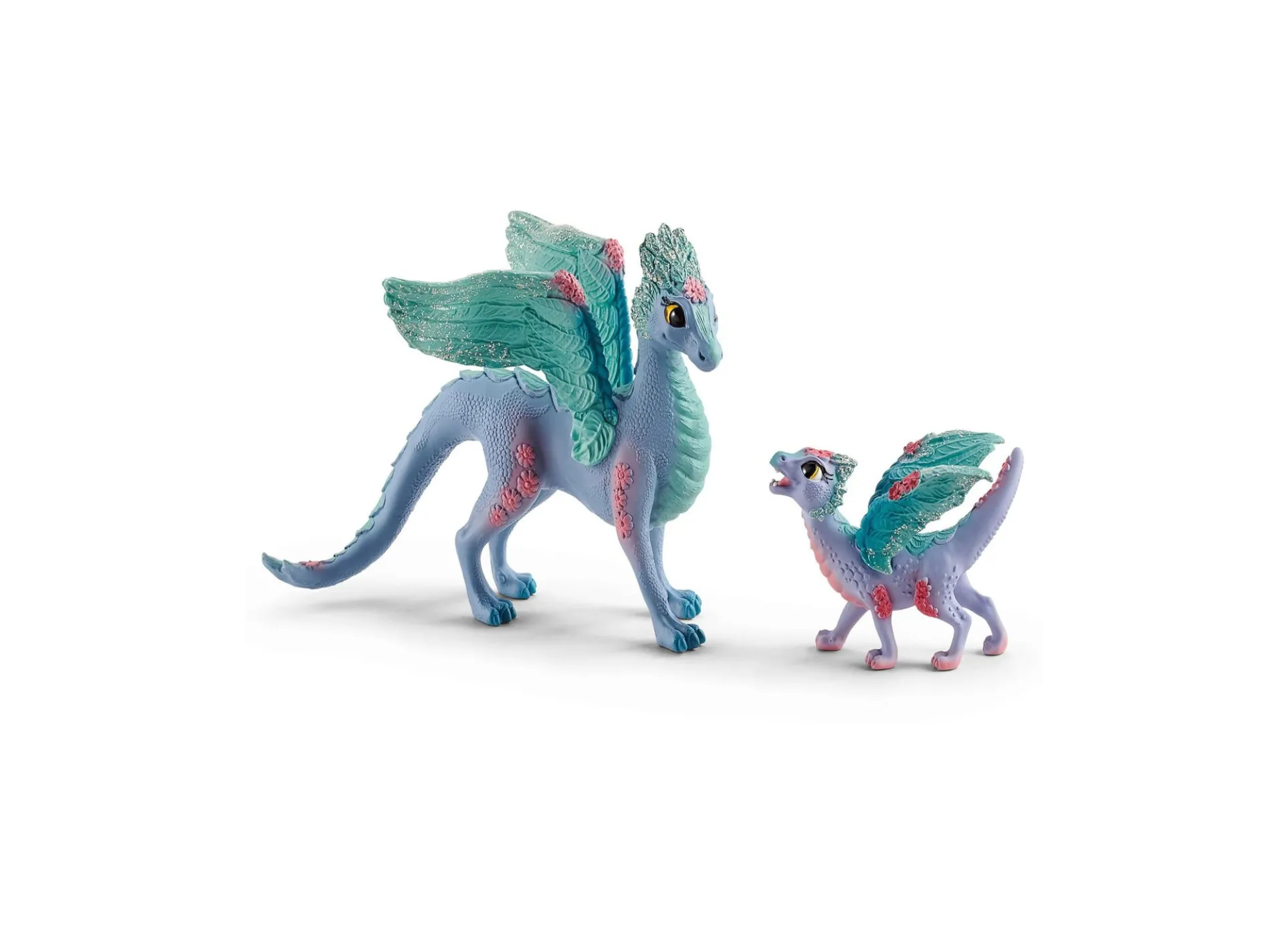 Schleich Bayala 7.1 inch Blossom Dragon Mother & Child - Magical Figurine