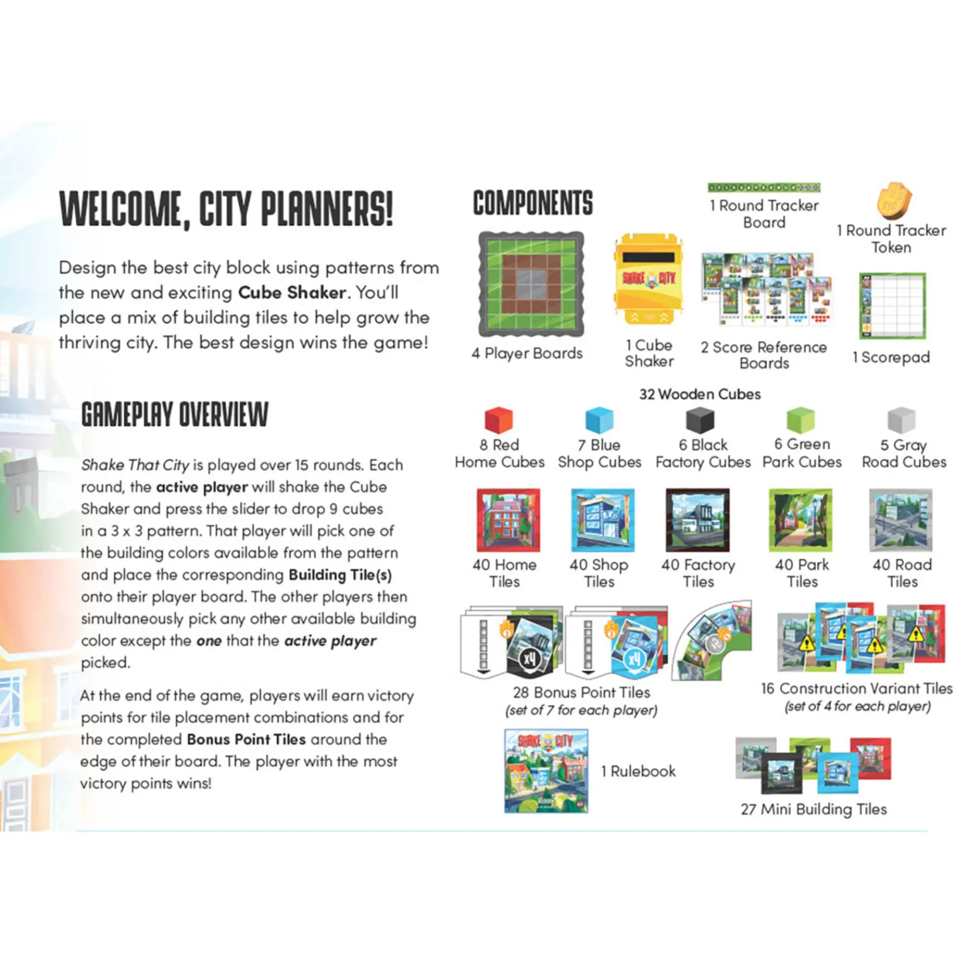 Shake That City Strategy Board Game - Urban Planning Dexterity Challenge