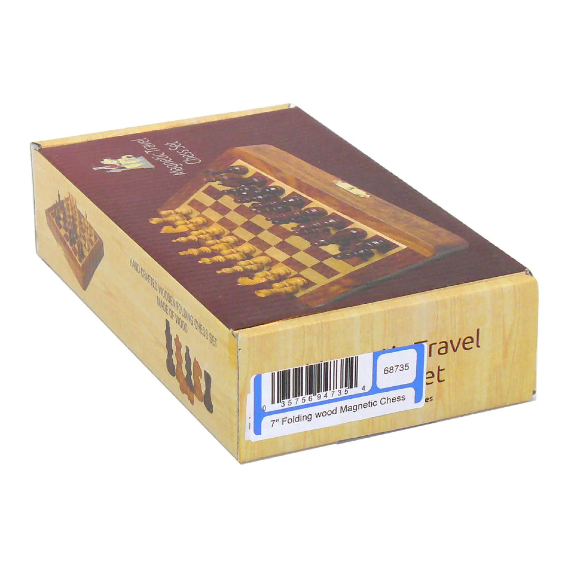 Sheesham & Maple Magnetic Folding Travel Chess Set, 7"x3.5"