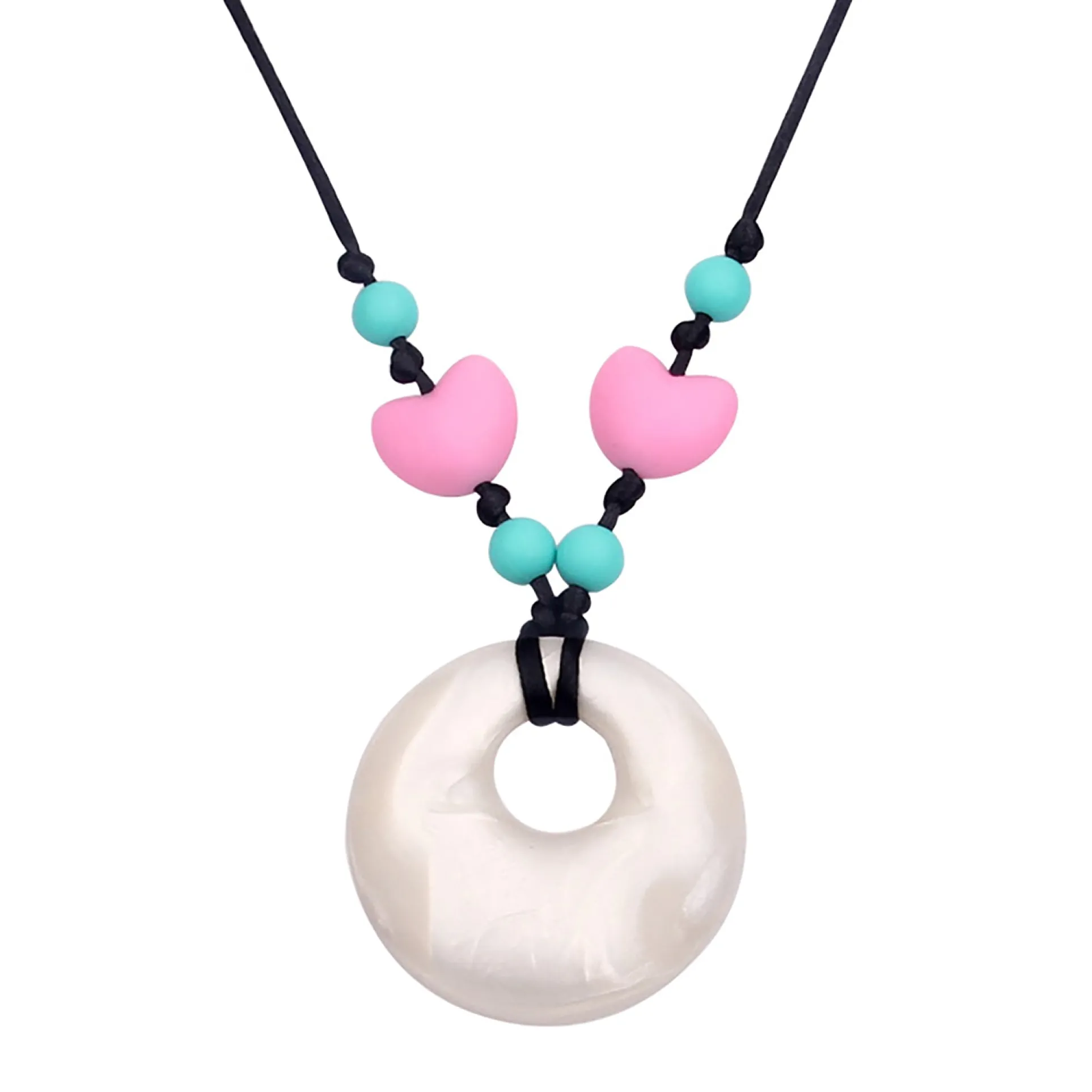 Silicone Heart Teething Necklace for Stylish Moms