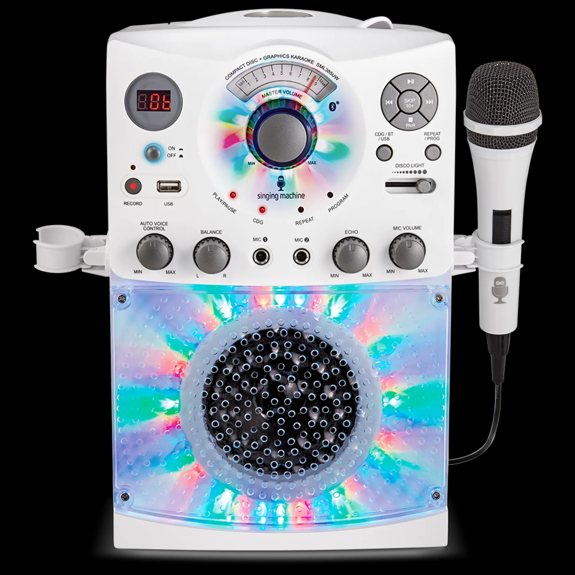 Singing Machine Portable Bluetooth Karaoke Machine with Wired Microphone and LED Disco Lights
