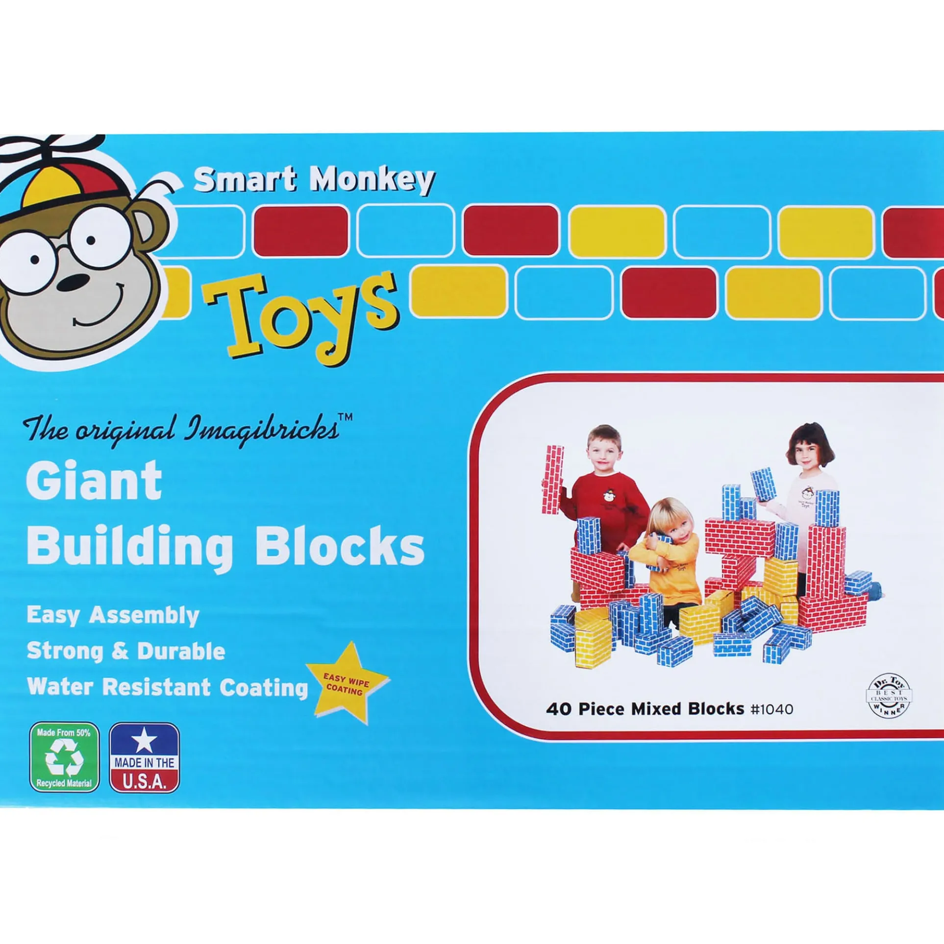 Smart Monkey Toys ImagiBRICKS 40-Piece Giant Building Block Set