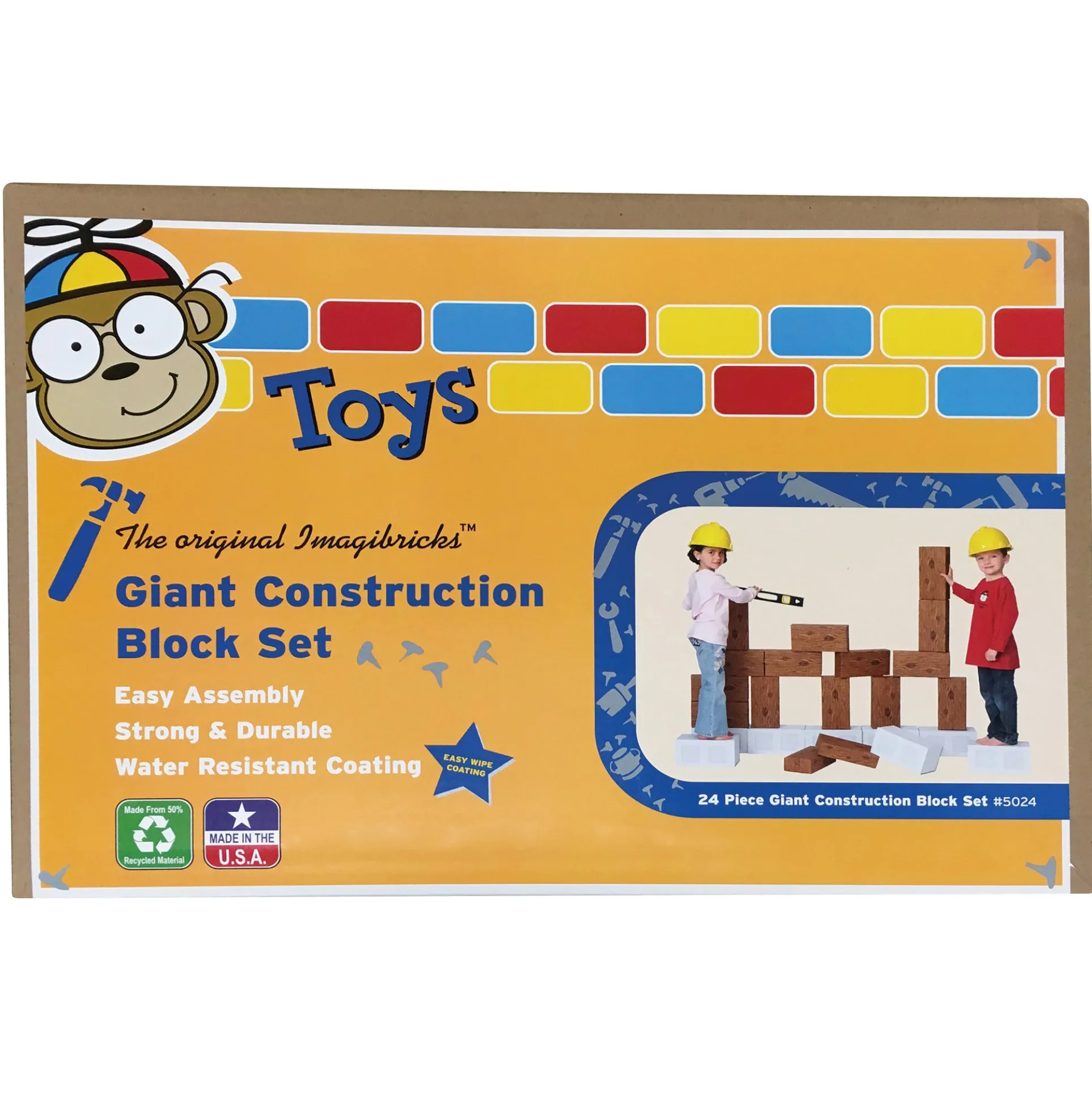 Smart Monkey Toys ImagiBRICKS 24-Piece Giant Building Block Set