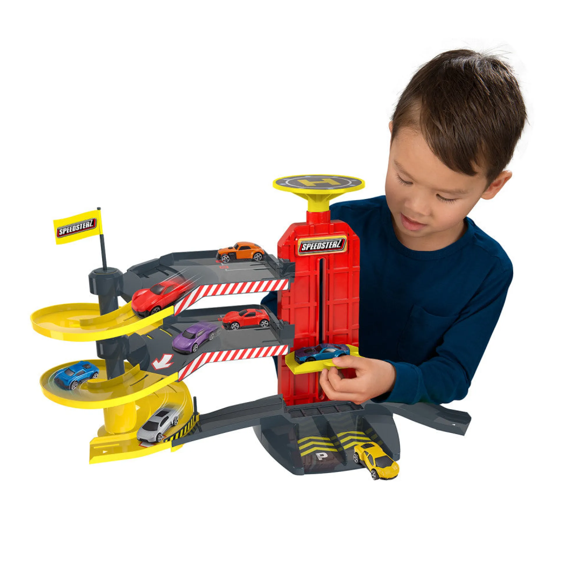 Speedsterz 3-Level City Park & Drive Playset with 5 Die-Cast Cars
