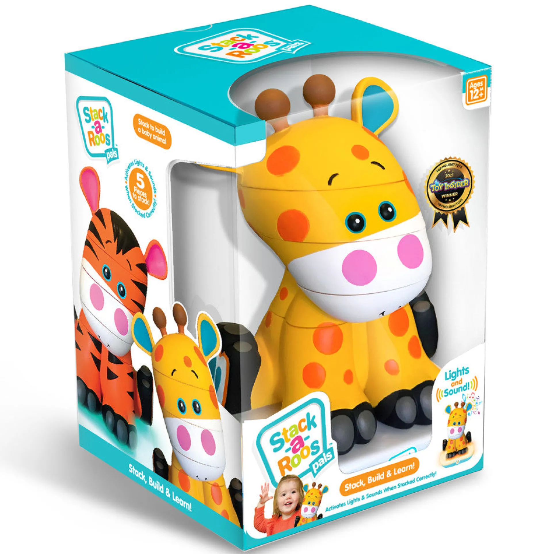 Stack-a-Roos Pals: Baby Giraffe - Interactive Stacking Toy with Lights and Sounds