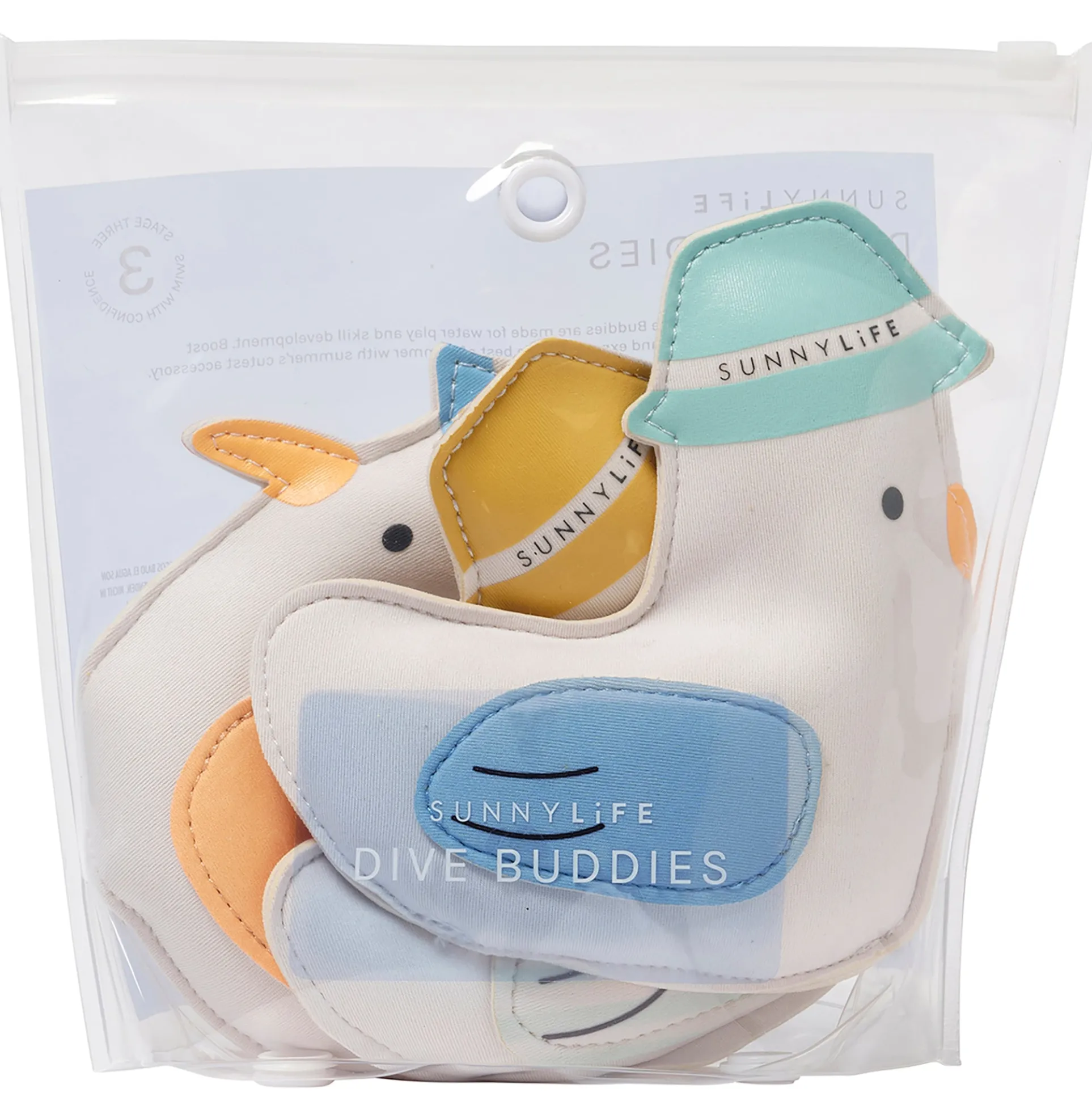 Sunnylife Dive Buddies - Sid The Seagull 3pk, Pool Toys with Colorful Hats