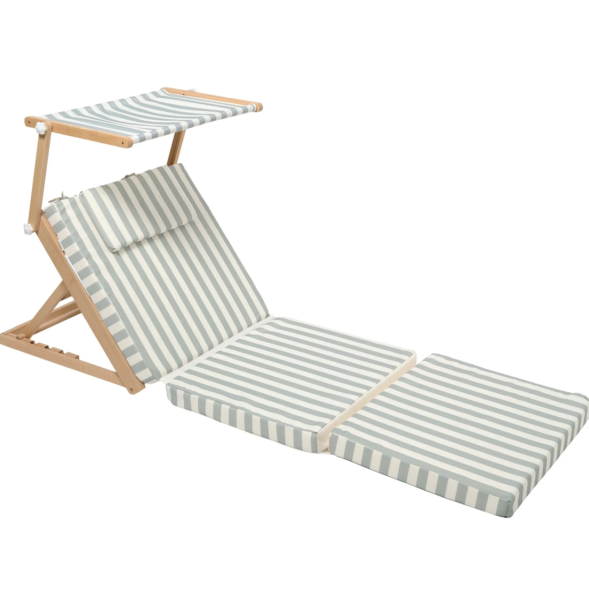 Sunnylife La Palma Pool House Daybed - Sage Stripe with Sun Shade