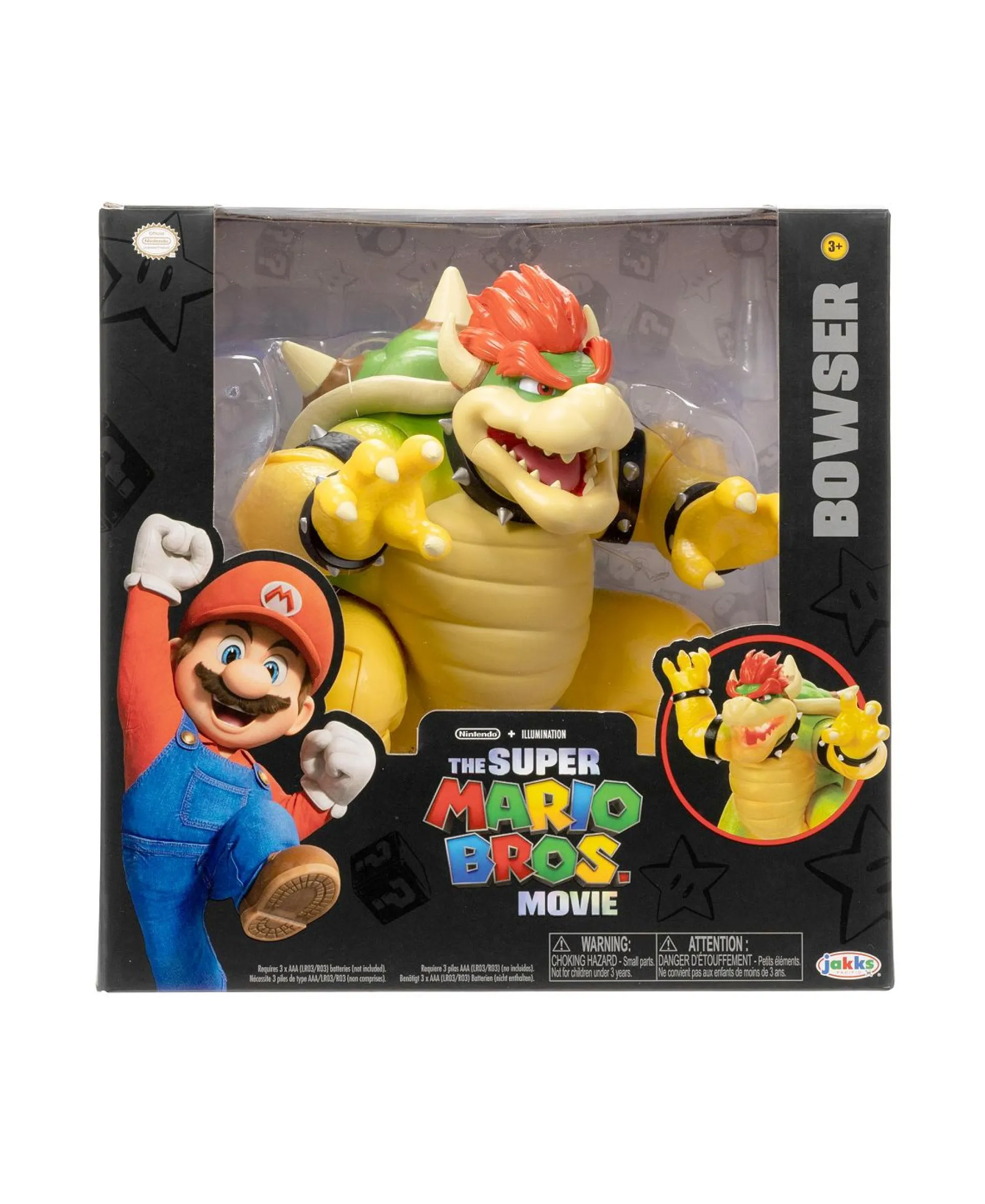 Super Mario Movie 7" Bowser Action Figure with Fire Breathing Effect
